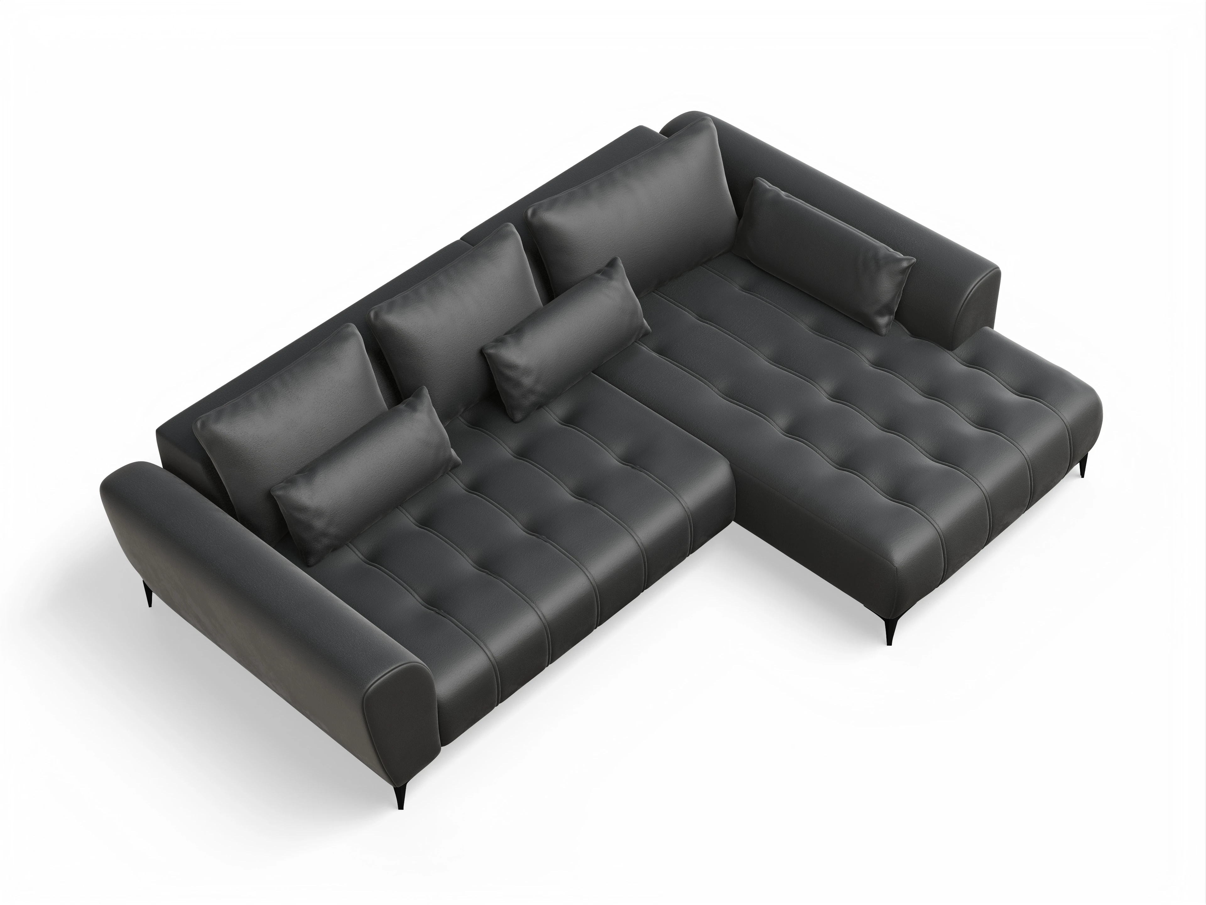 Ansicht des Produktes Granada-O Ecksofa rechts Abschluss offen in Stoff Grau