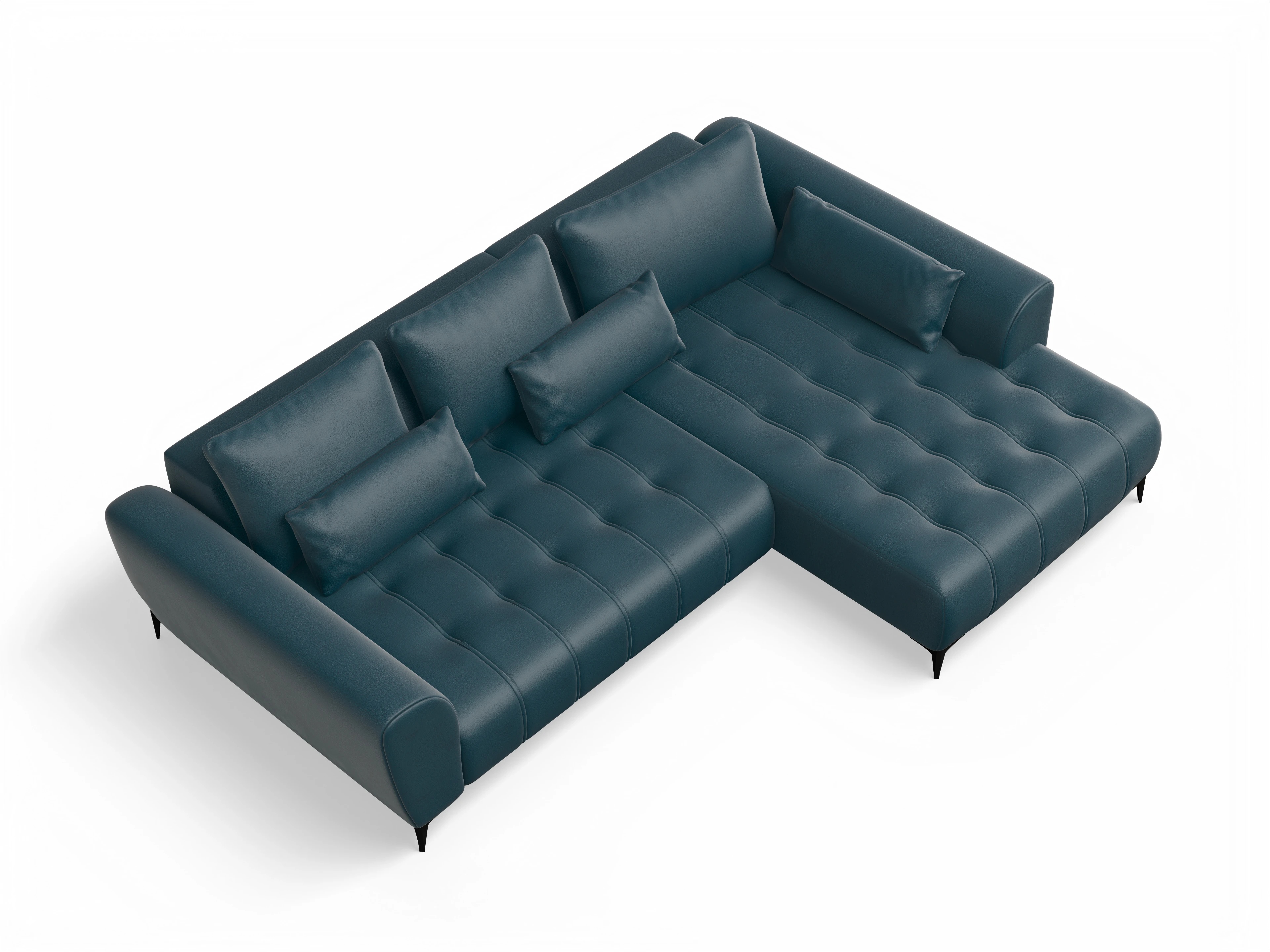 Ansicht des Produktes Granada-O Ecksofa rechts Abschluss offen in Stoff Blau