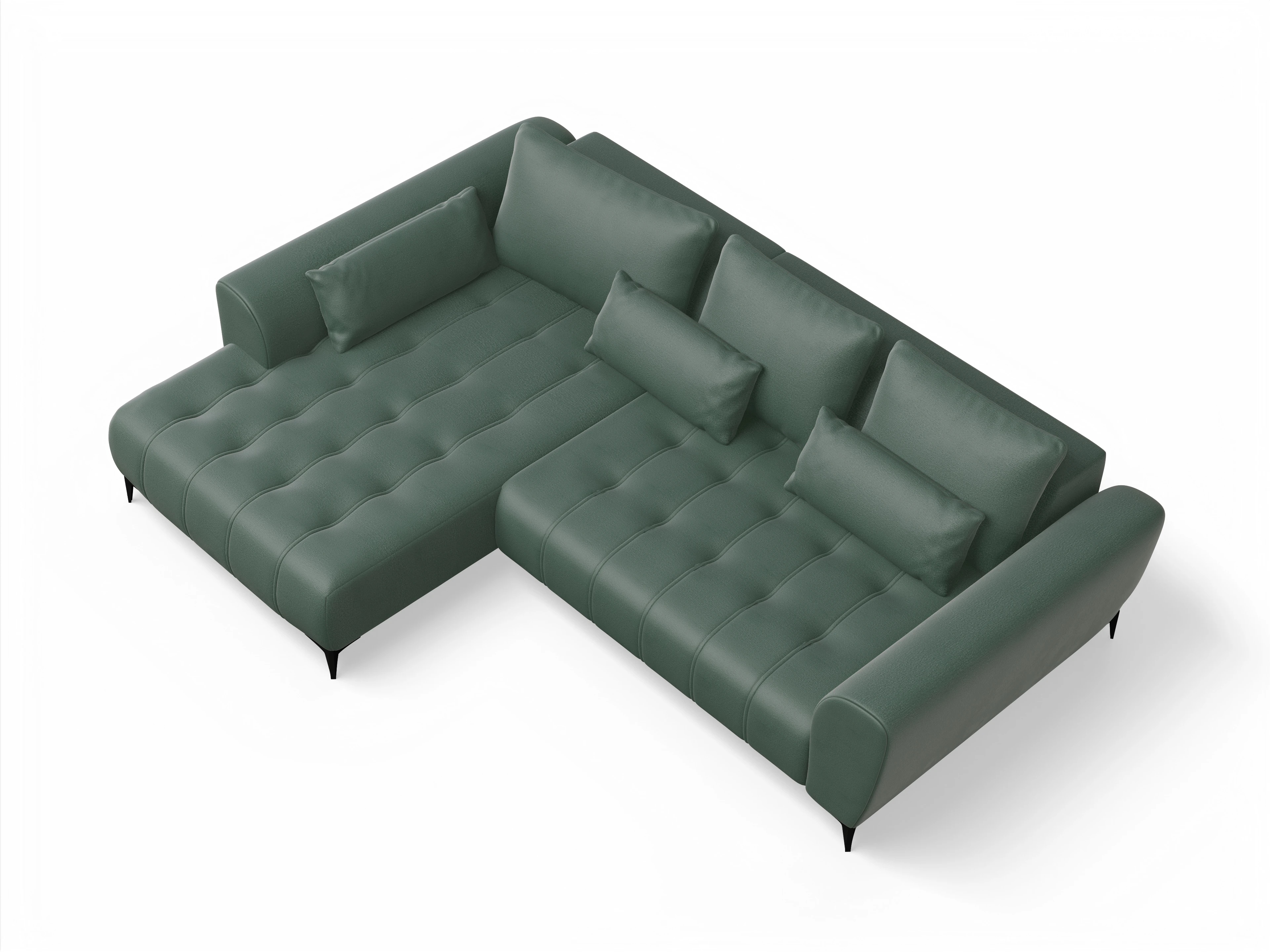 Granada OT Small L Ansicht des Produktes Granada-O Ecksofa links Abschluss offen in Stoff Grün