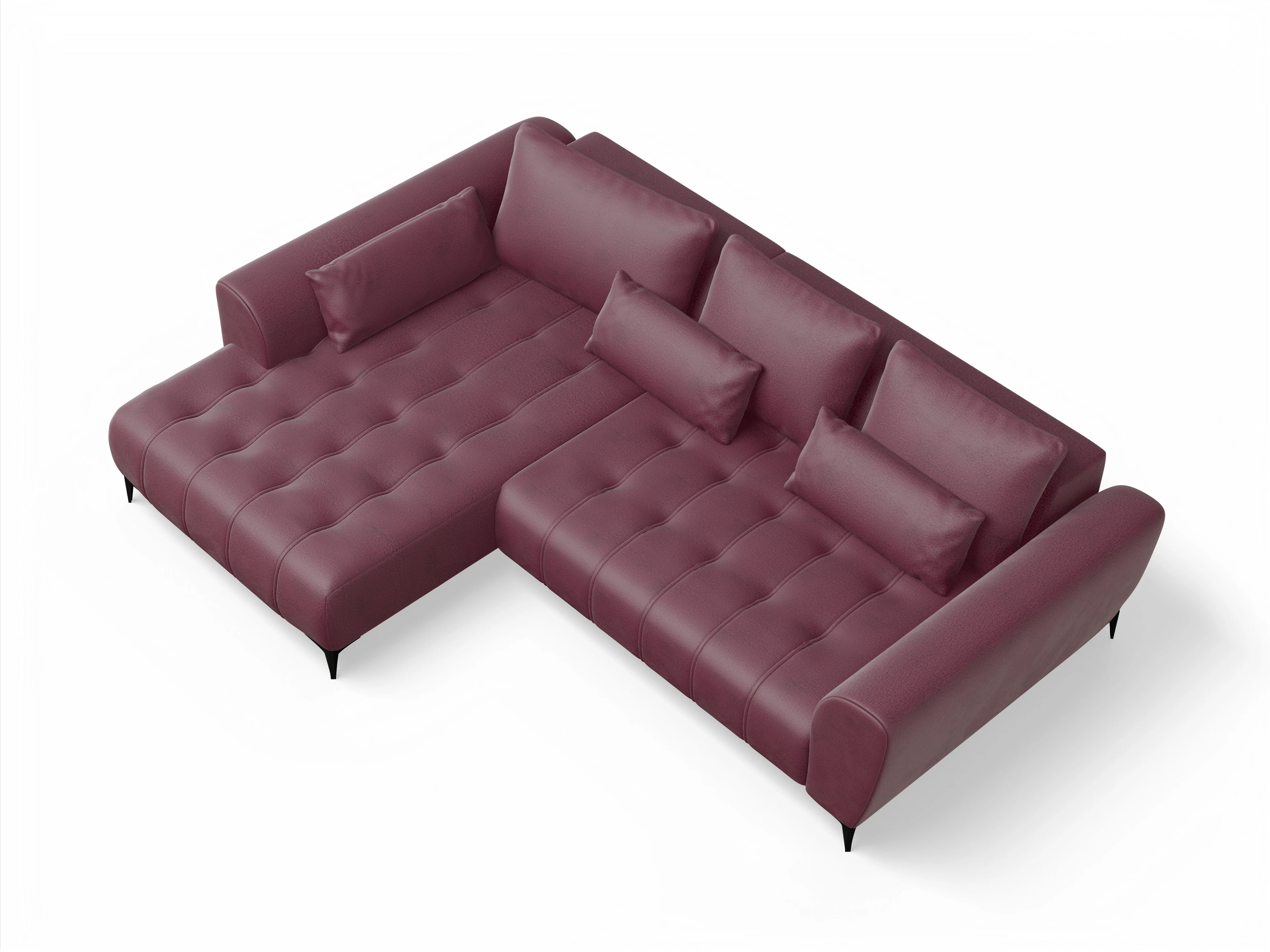 Granada OT Small L Ansicht des Produktes Granada-O Ecksofa links Abschluss offen in Stoff Rot
