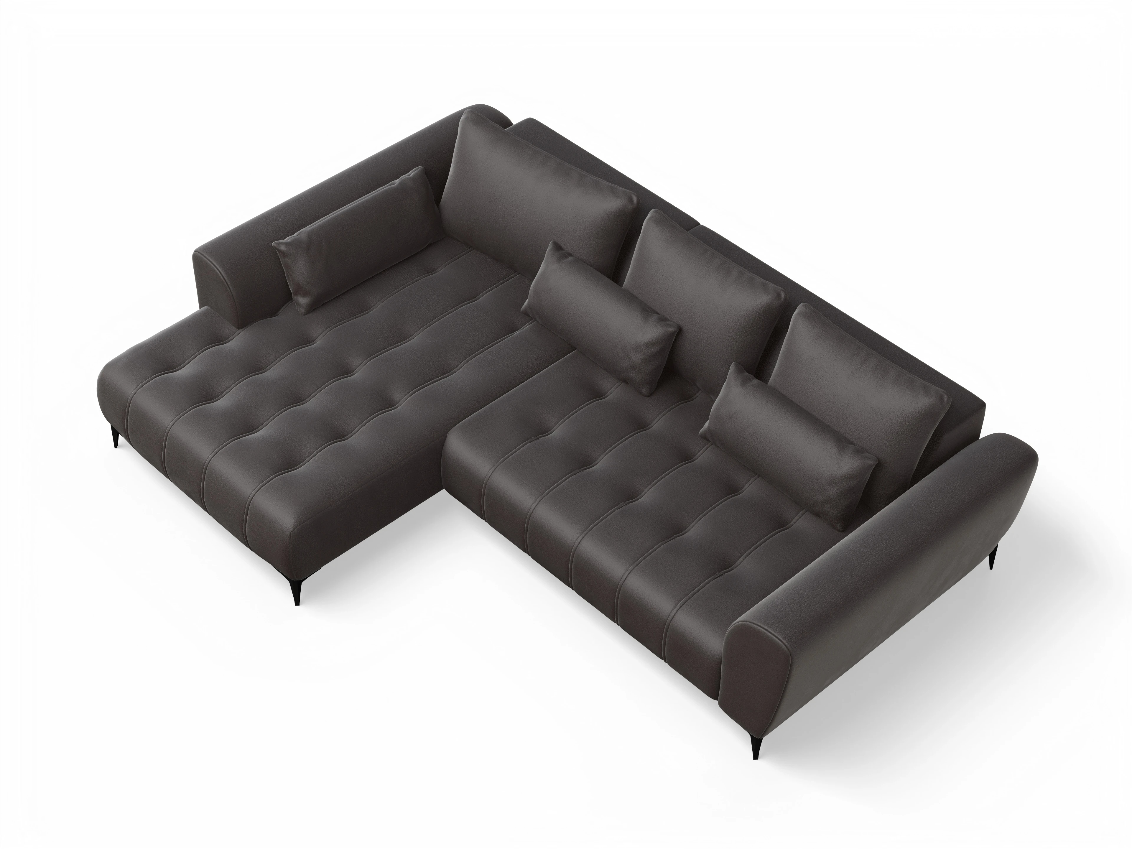 Granada OT Small L Ansicht des Produktes Granada-O Ecksofa links Abschluss offen in Stoff Braun