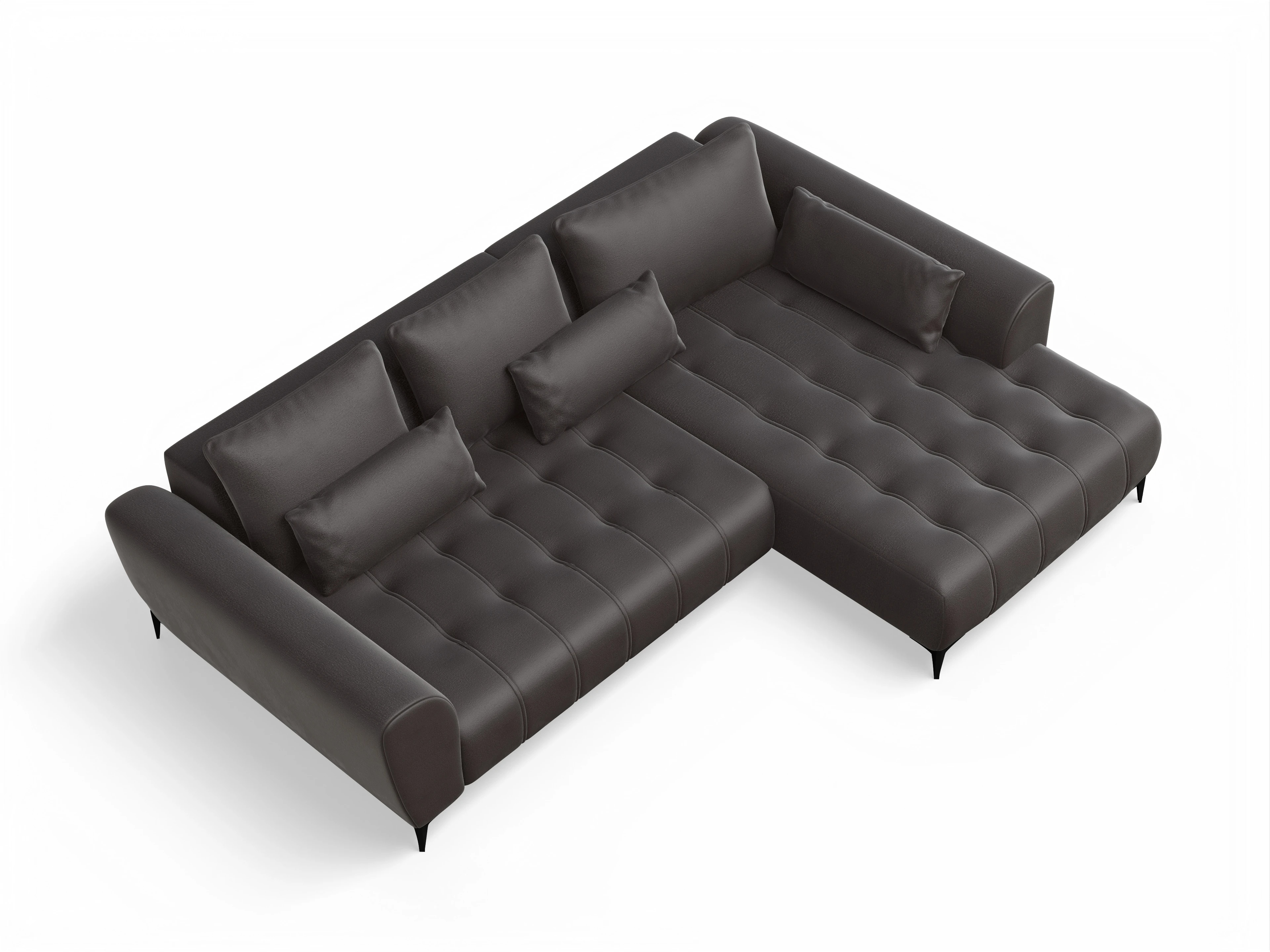 Ansicht des Produktes Granada-O Ecksofa rechts Abschluss offen in Stoff Braun