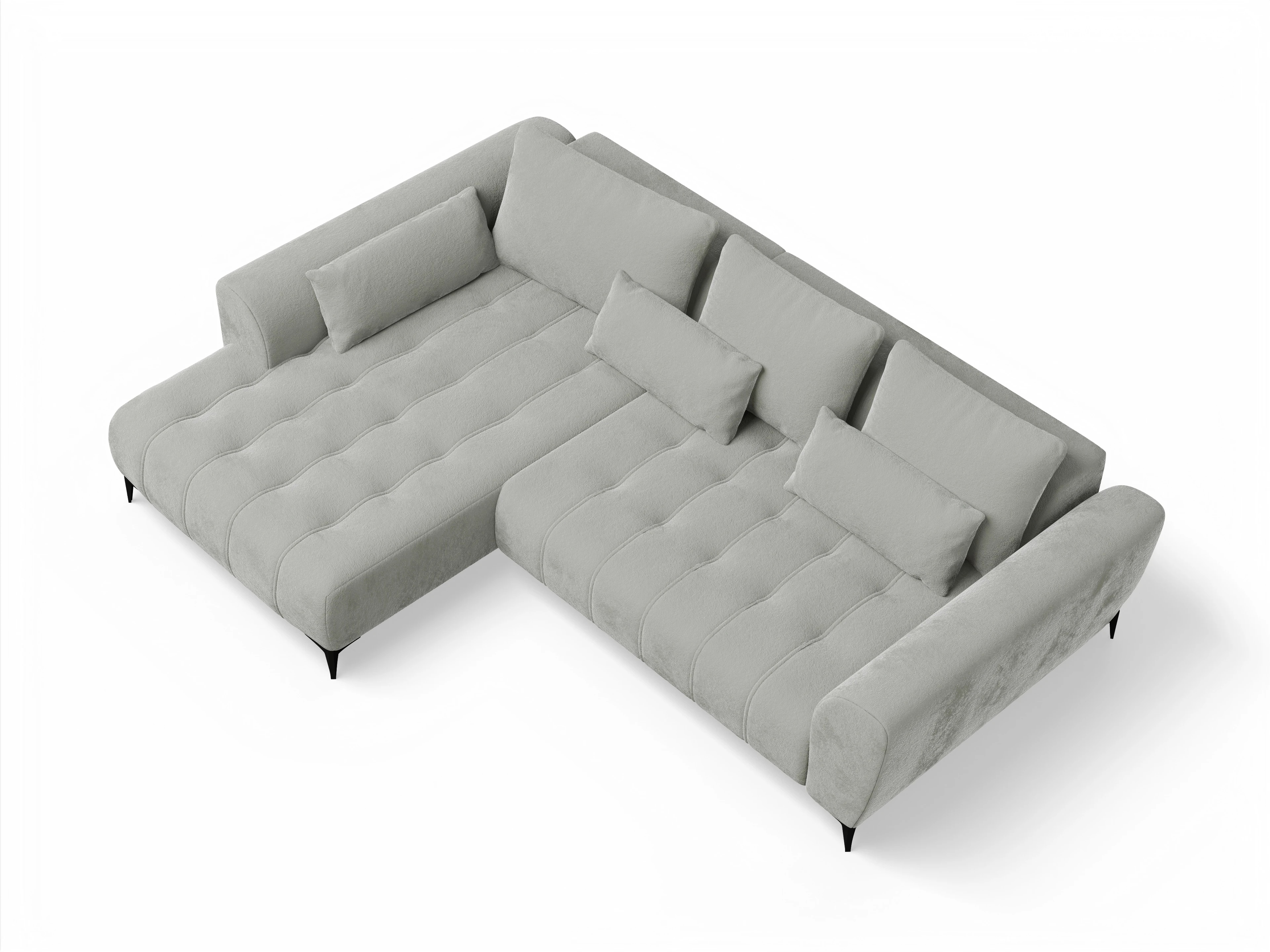 Ansicht des Produktes Granada-O Ecksofa links Abschluss offen in Stoff Grau