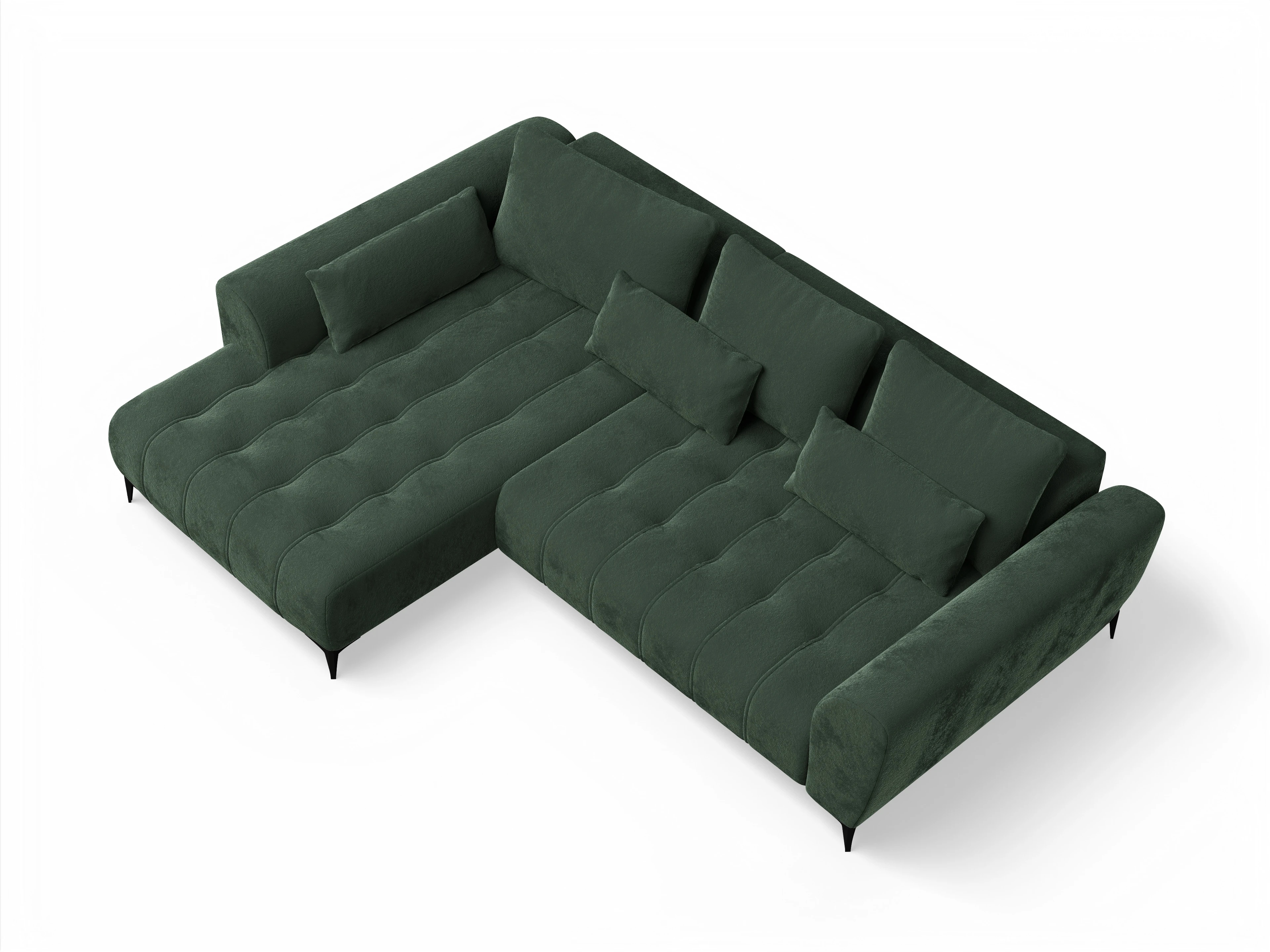 Granada OT Small L Ansicht des Produktes Granada-O Ecksofa links Abschluss offen in Stoff Grün