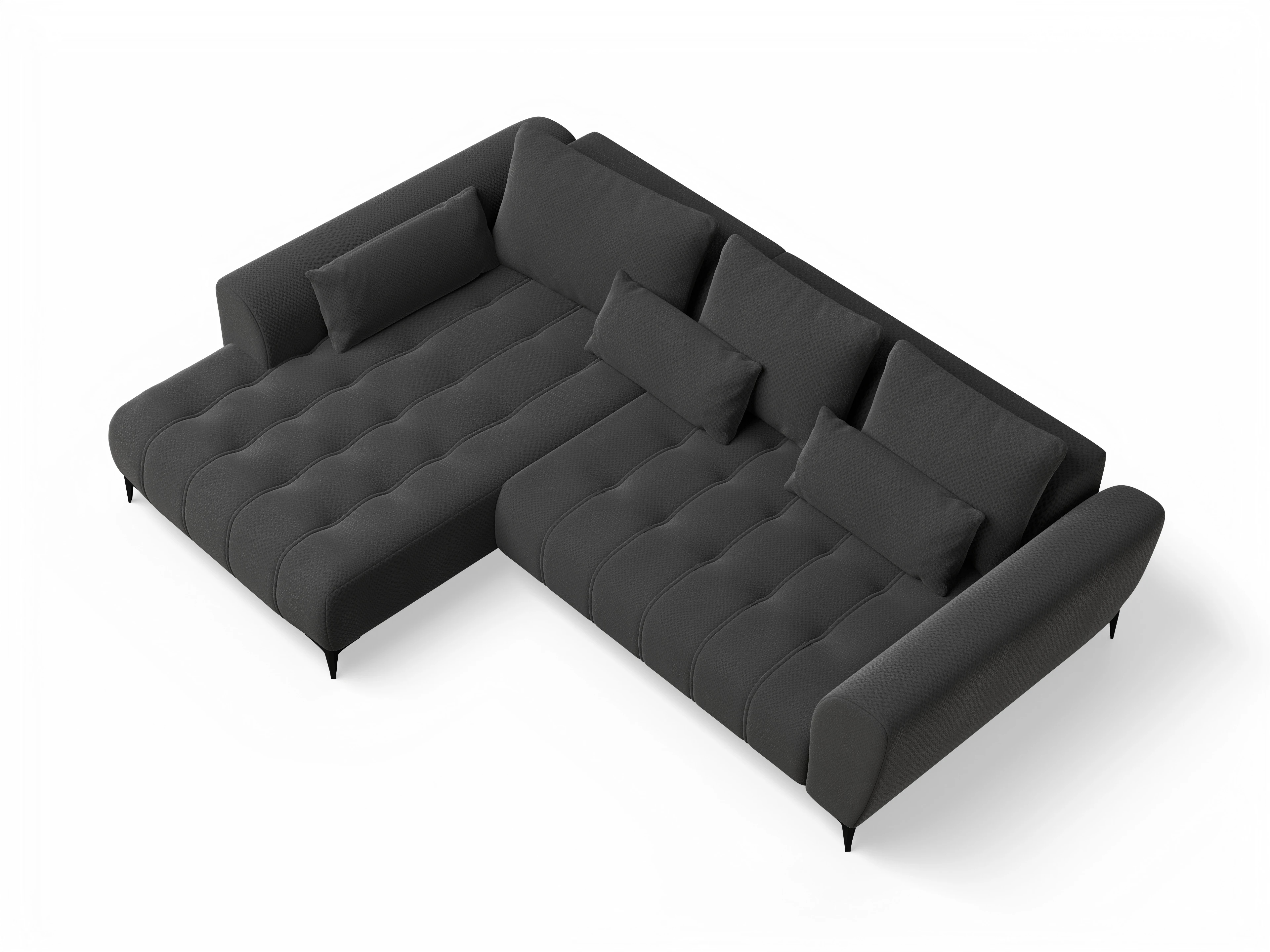 Ansicht des Produktes Granada-O Ecksofa links Abschluss offen in Stoff Schwarz