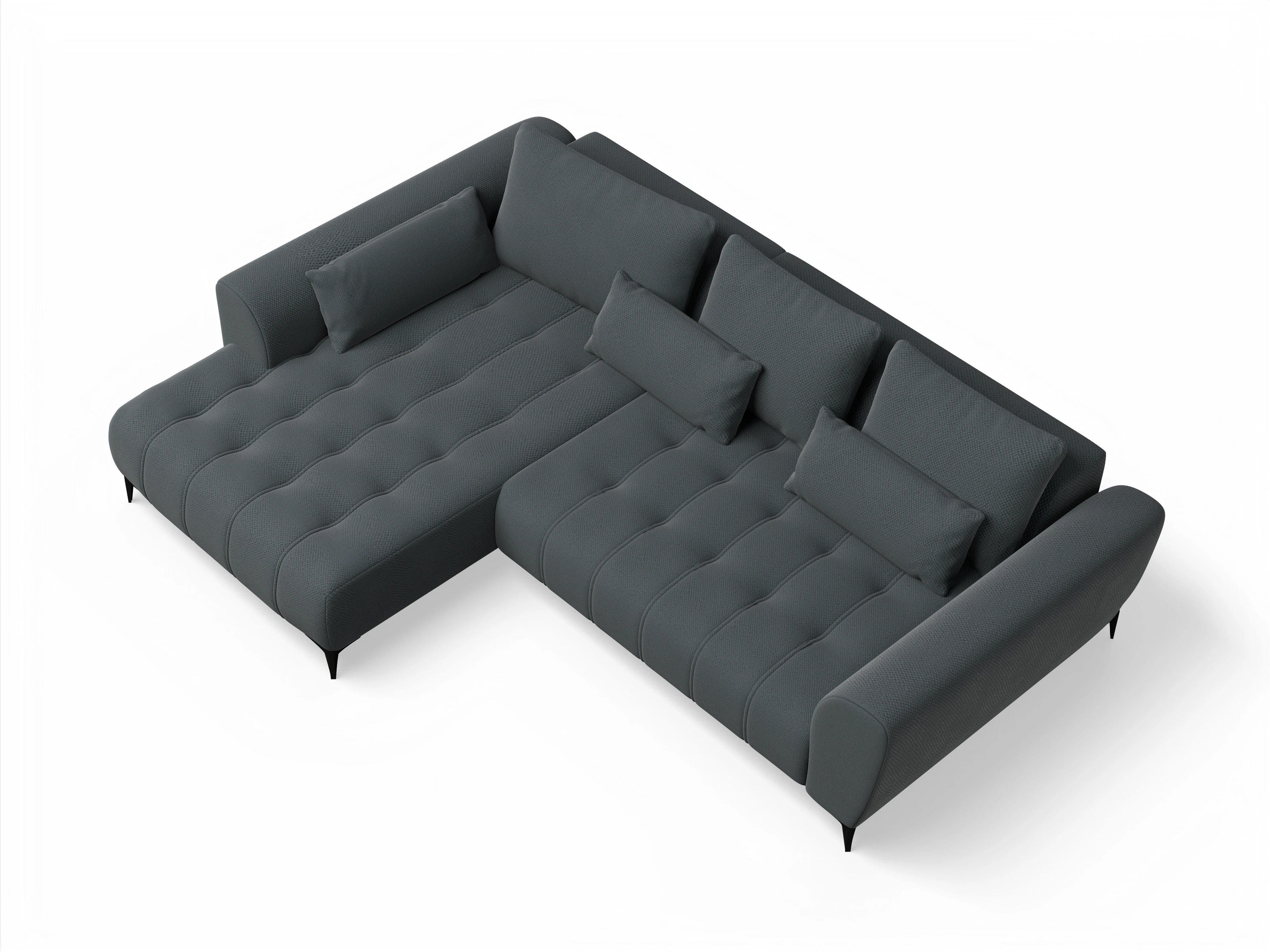 Ansicht des Produktes Granada-O Ecksofa links Abschluss offen in Stoff Grau