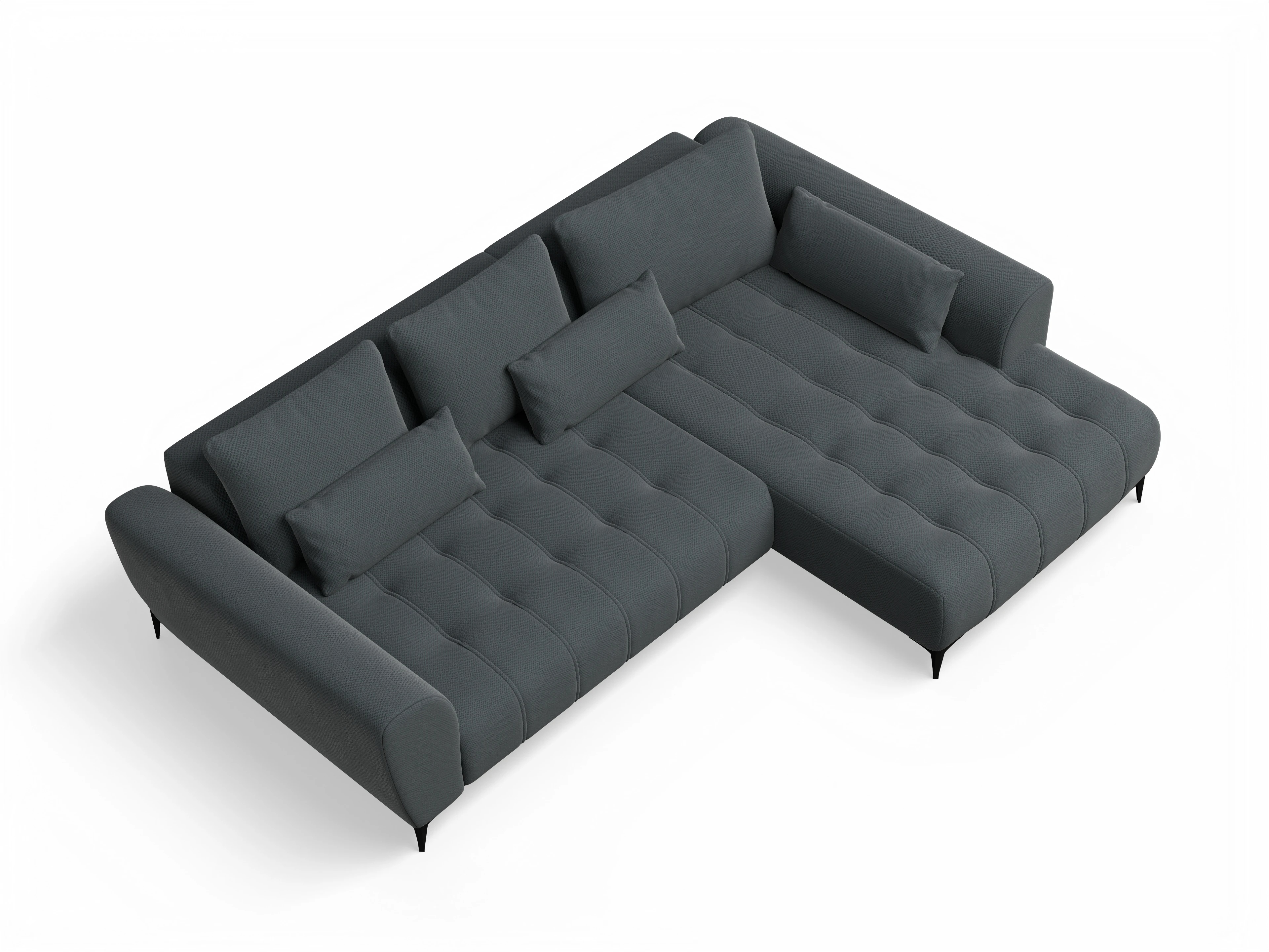 Ansicht des Produktes Granada-O Ecksofa rechts Abschluss offen in Stoff Grau