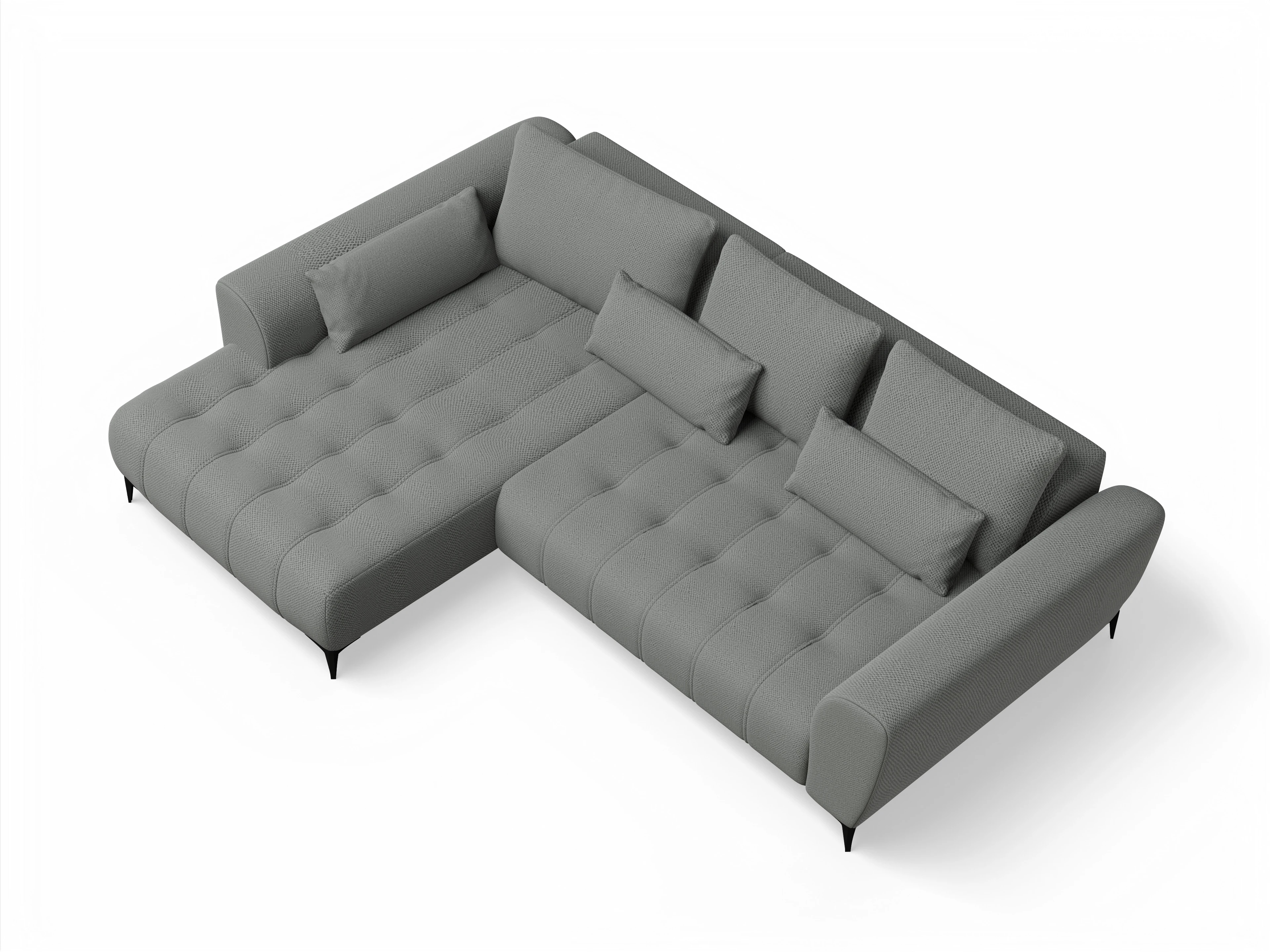 Ansicht des Produktes Granada-O Ecksofa links Abschluss offen in Stoff Grau