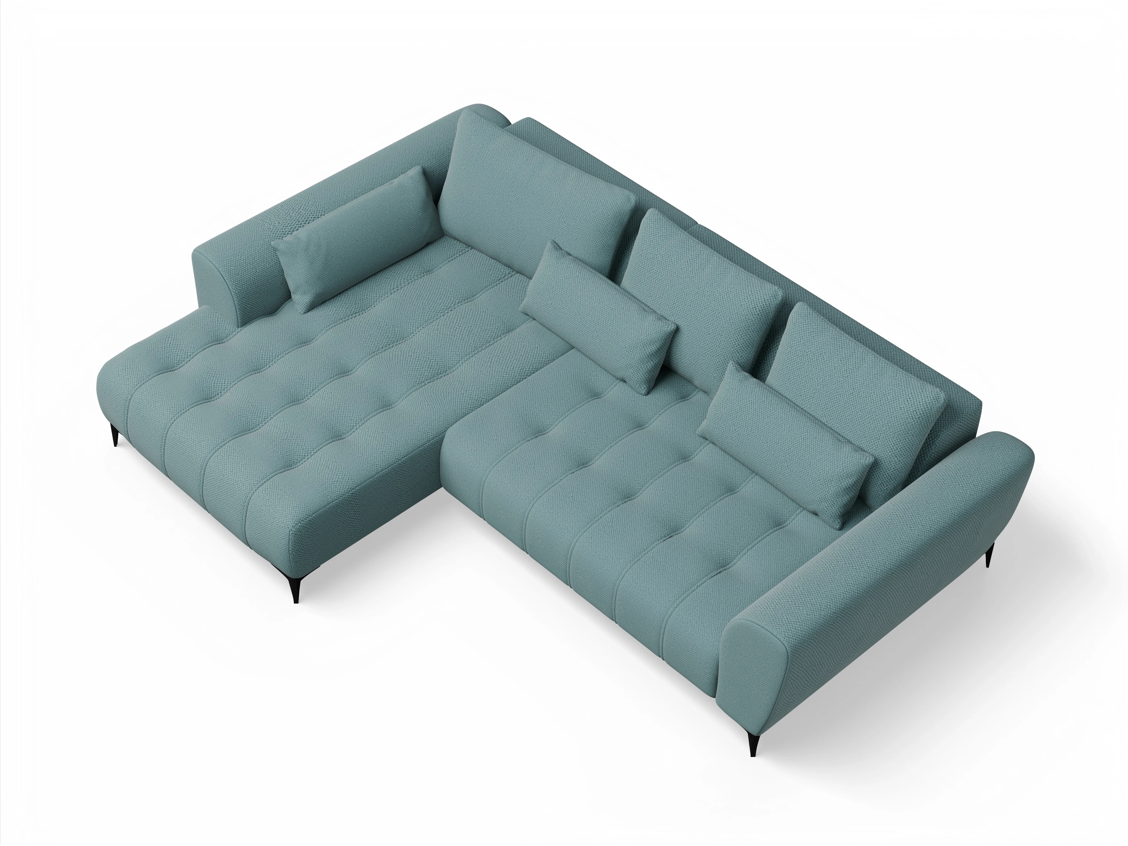 Ansicht des Produktes Granada-O Ecksofa links Abschluss offen in Stoff Blau