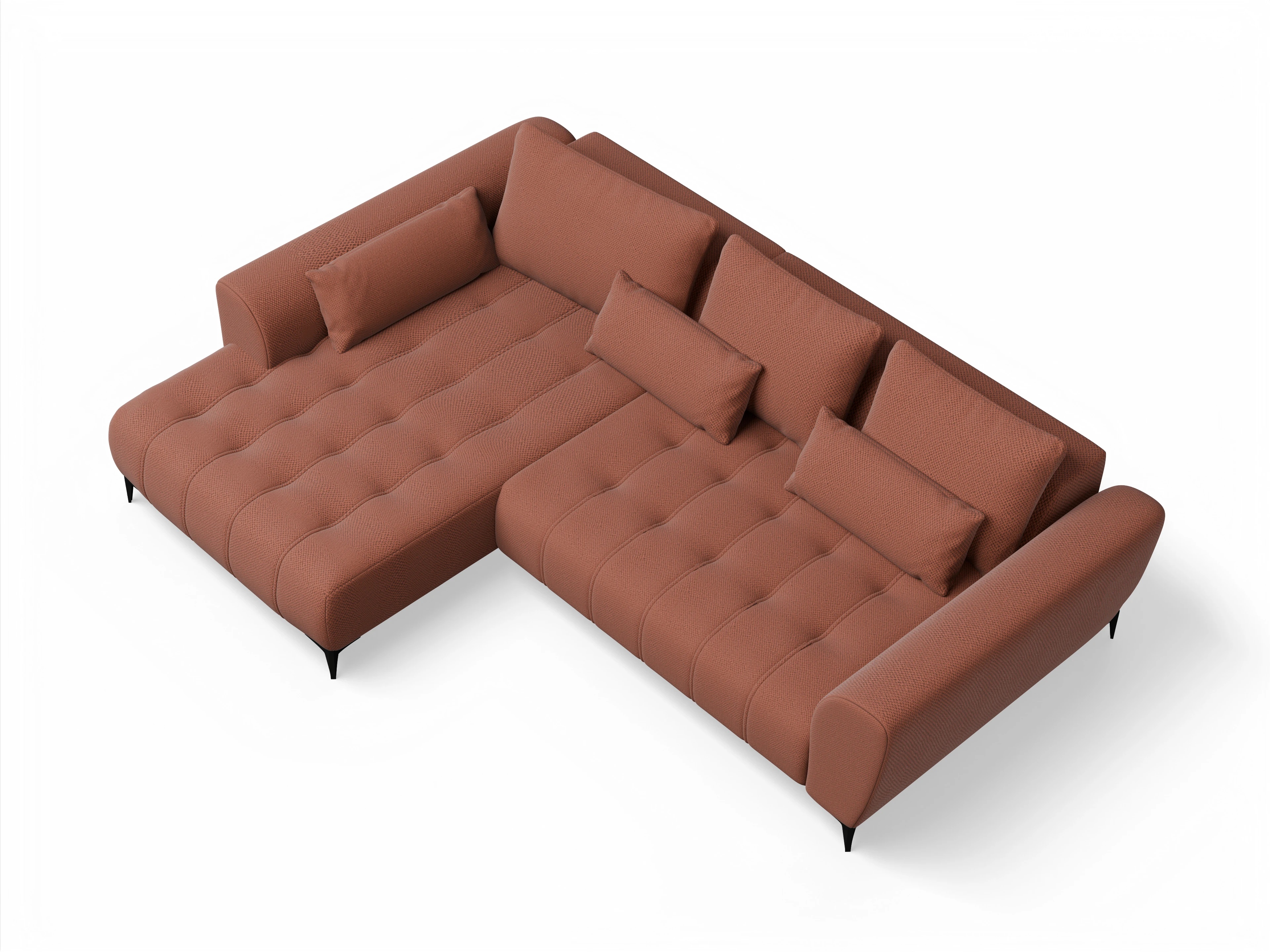 Granada OT Small L Ansicht des Produktes Granada-O Ecksofa links Abschluss offen in Stoff Braun