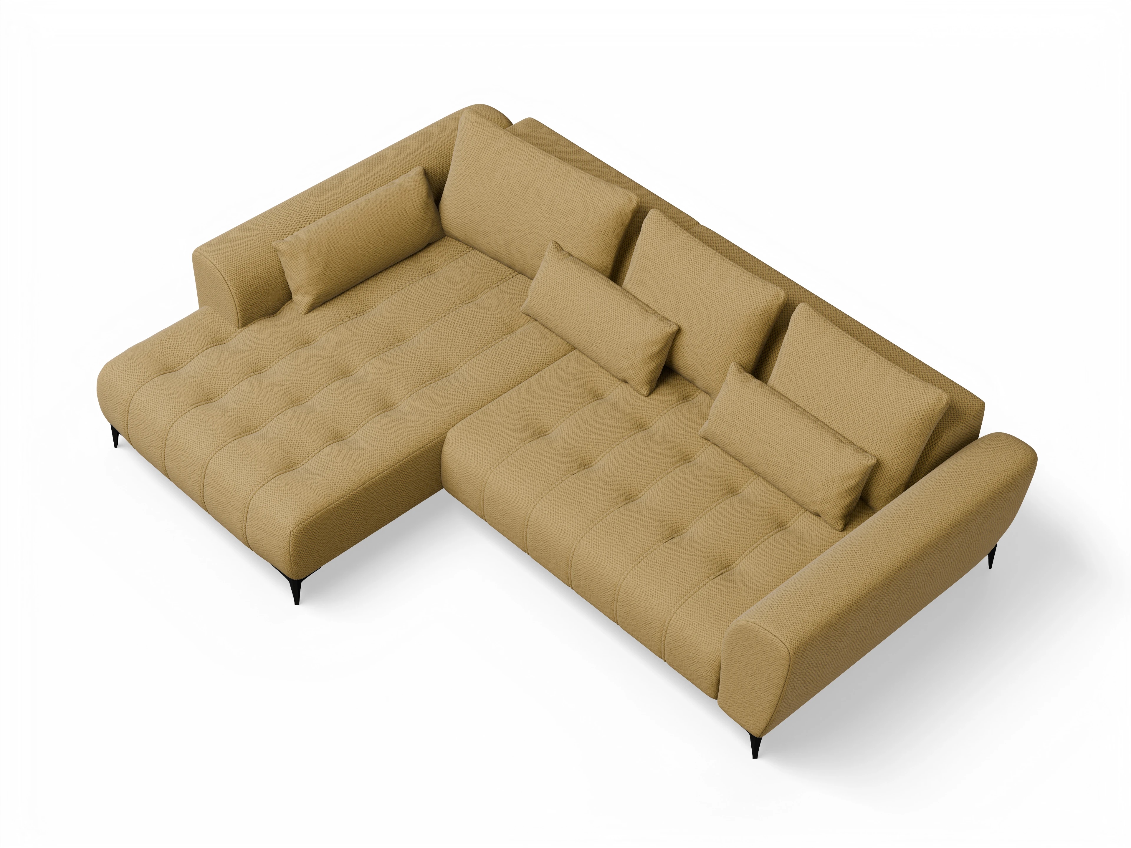 Ansicht des Produktes Granada-O Ecksofa links Abschluss offen in Stoff Gelb