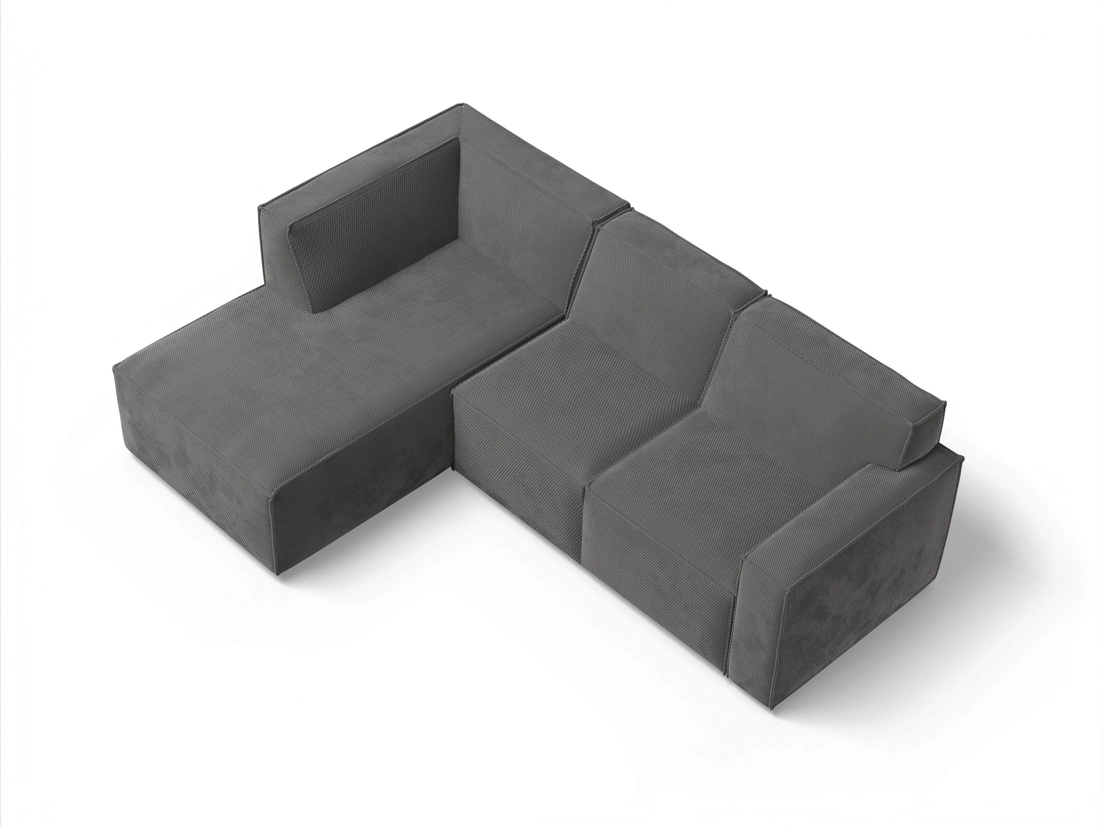 Ansicht des Produktes Esben Ecksofa links Abschluss offen in Stoff Grau