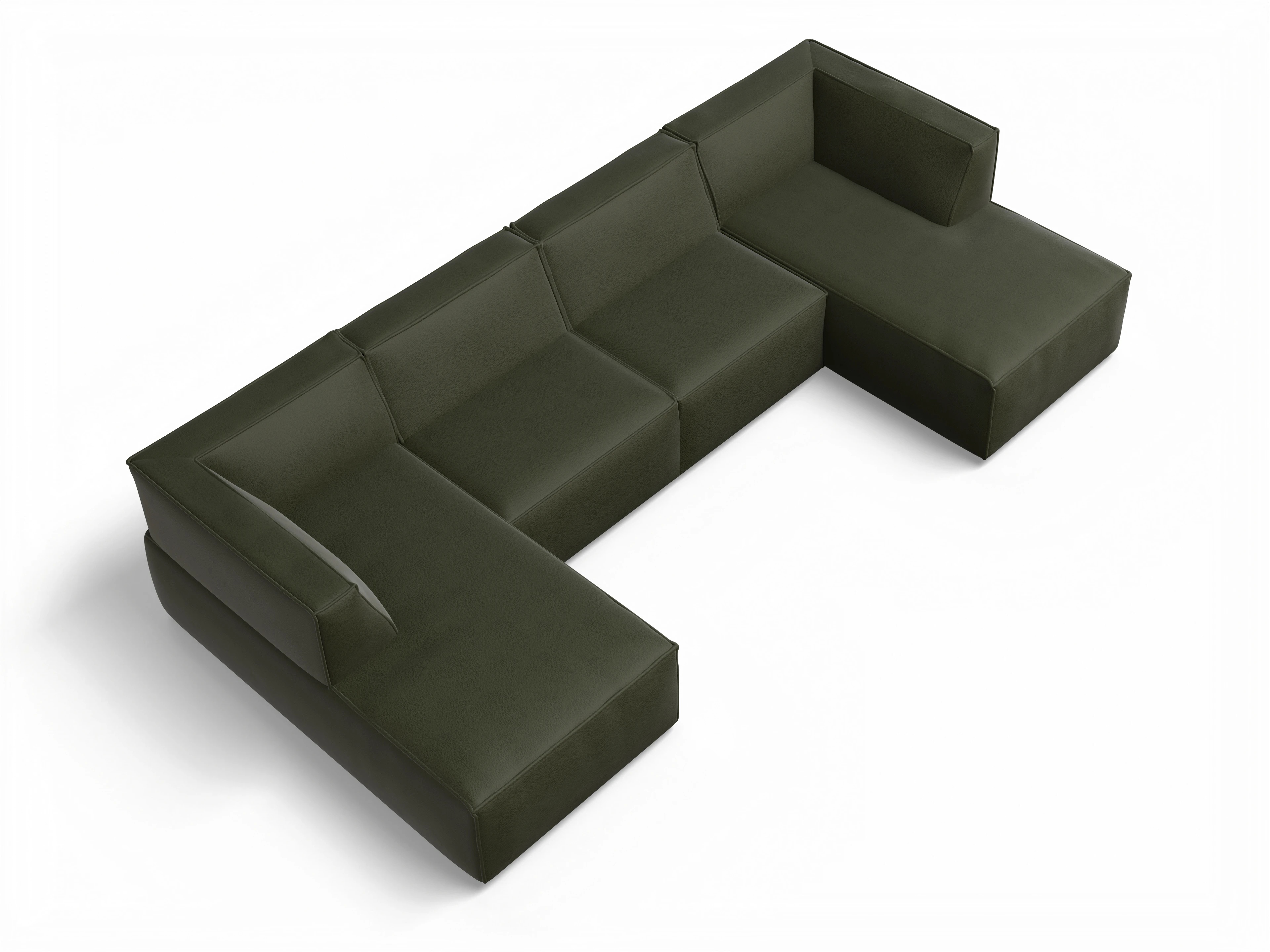 Ansicht des Produktes Esben Wohnlandschaft offen beidseitig in Stoff Grün