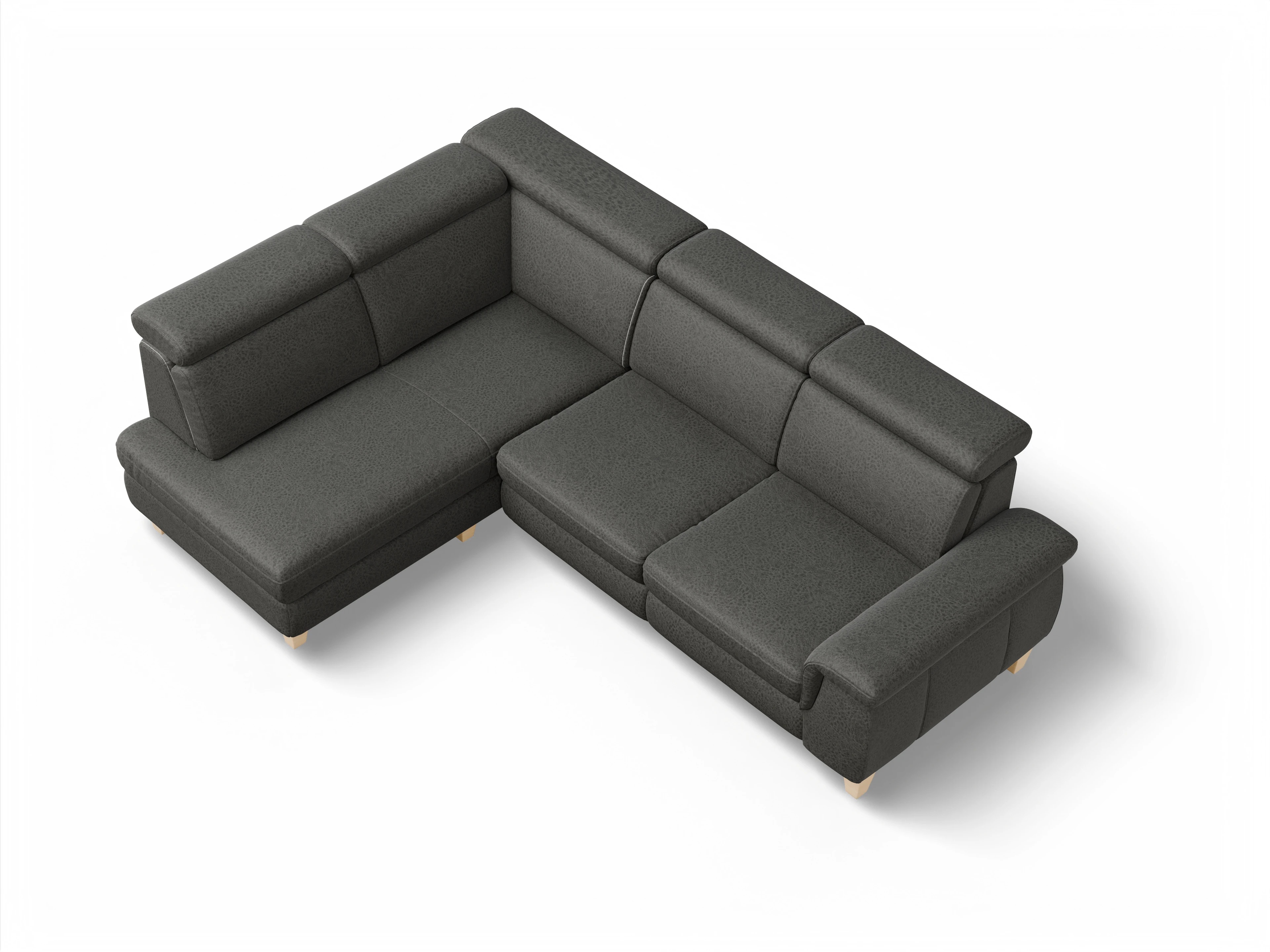 München KO Medium L Ansicht des Produktes München Ecksofa links Abschluss offen in Stoff Grau