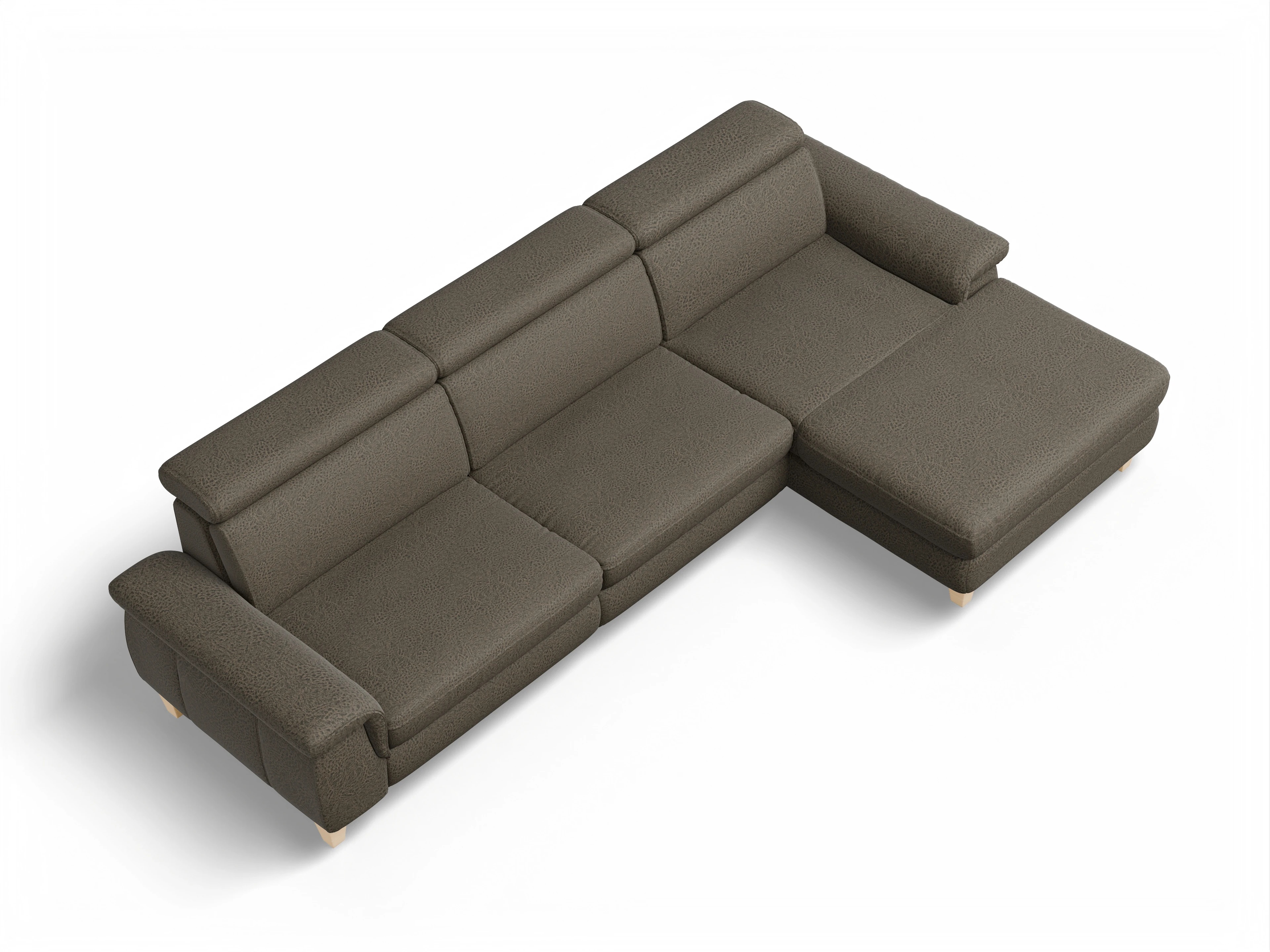 Ansicht des Produktes München Ecksofa rechts Abschluss offen in Stoff Braun