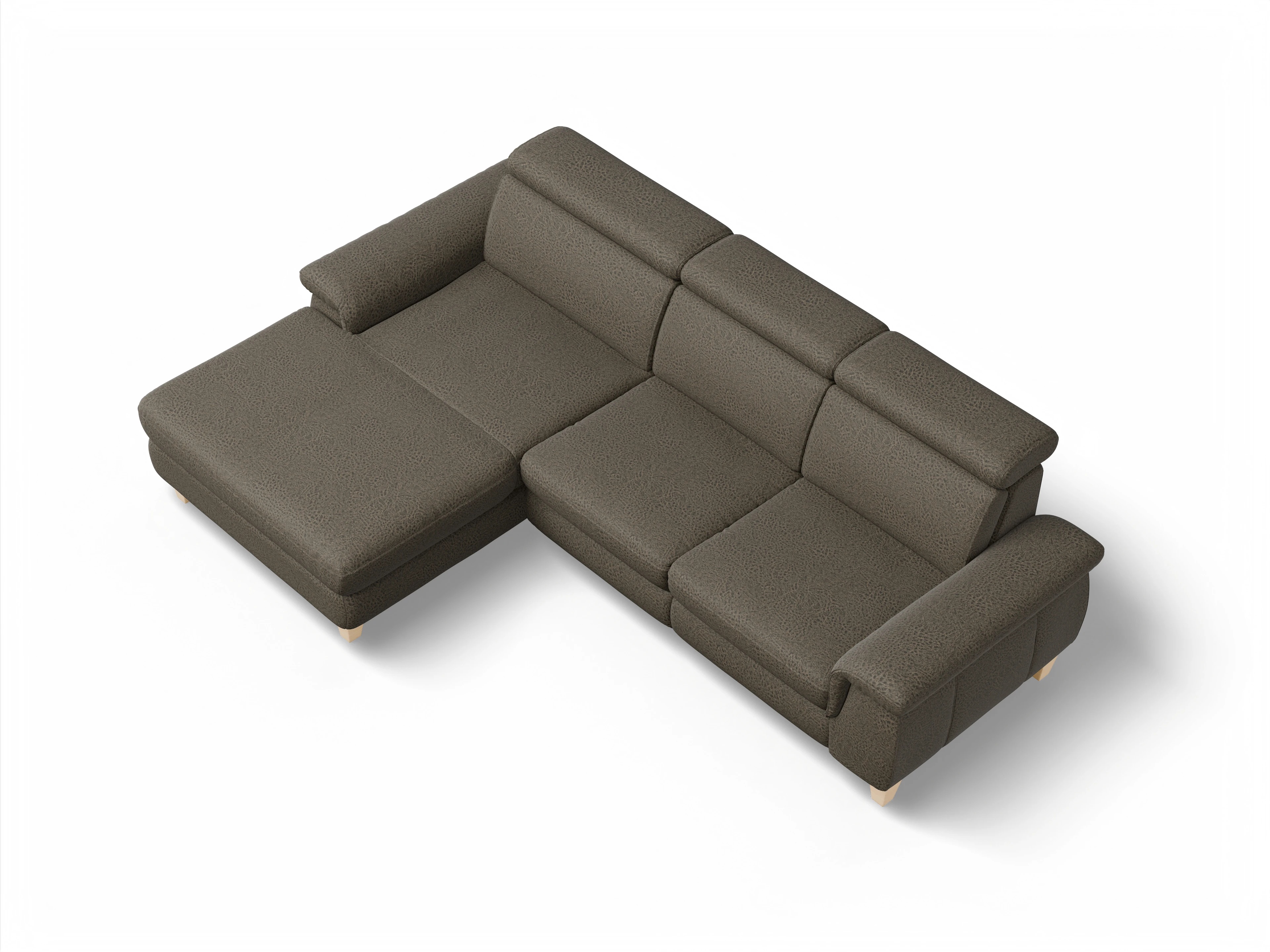 München LOgroß Medium L Ansicht des Produktes München Ecksofa links Abschluss offen in Stoff Braun