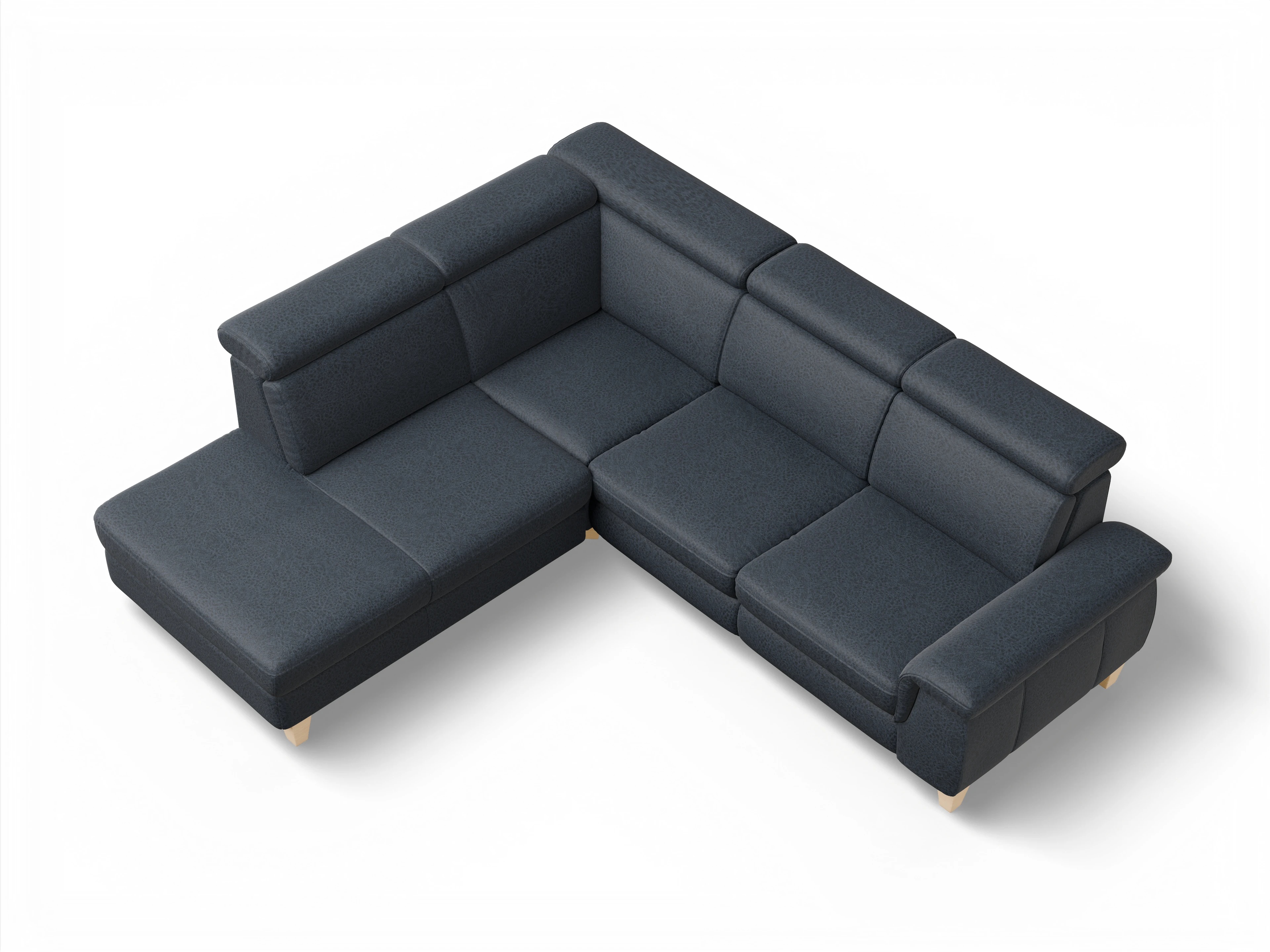 Ansicht des Produktes München Ecksofa links mit Armlehne in Stoff Blau