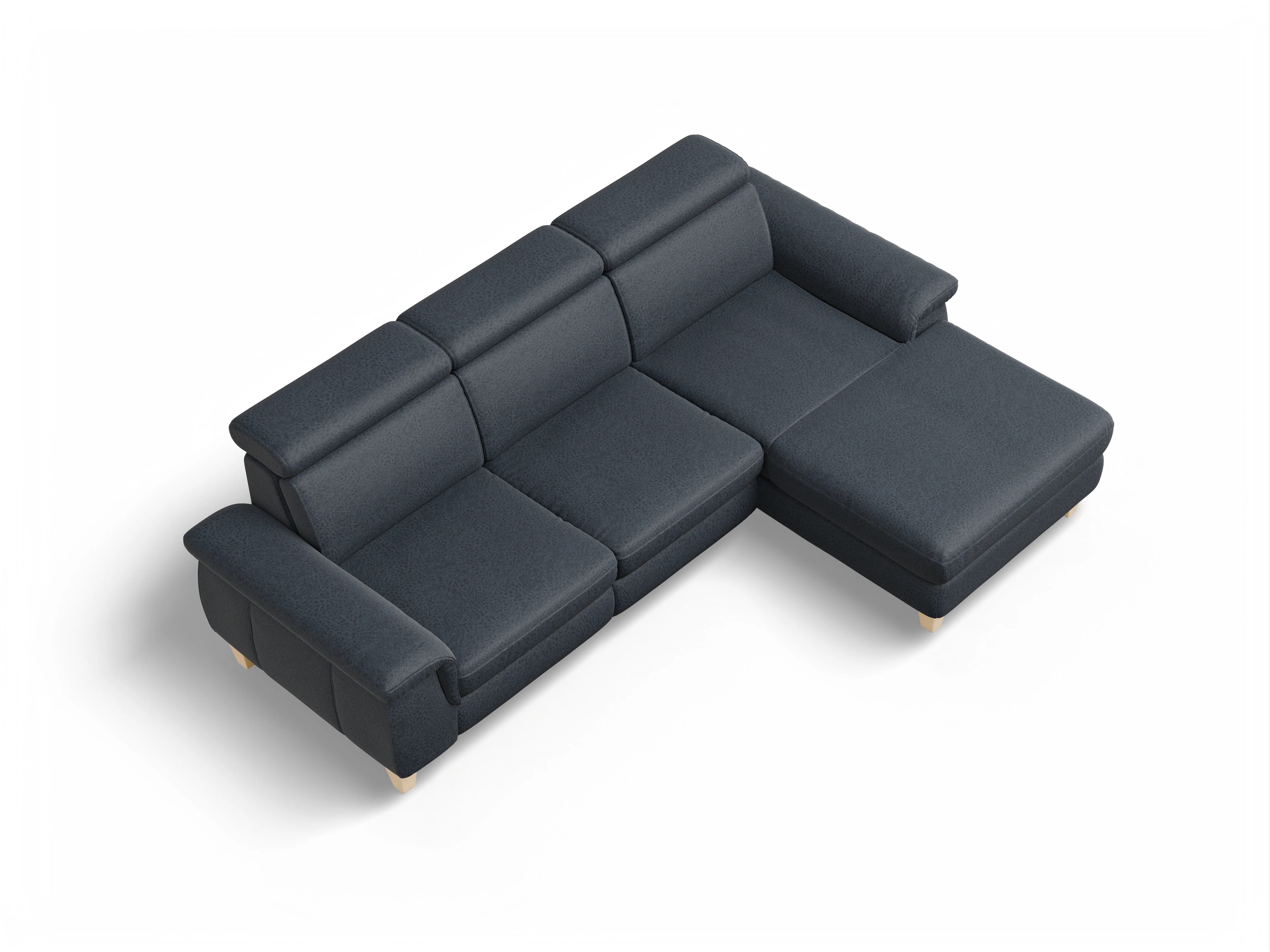 München LO Medium R Ansicht des Produktes München Ecksofa rechts Abschluss offen in Stoff Blau