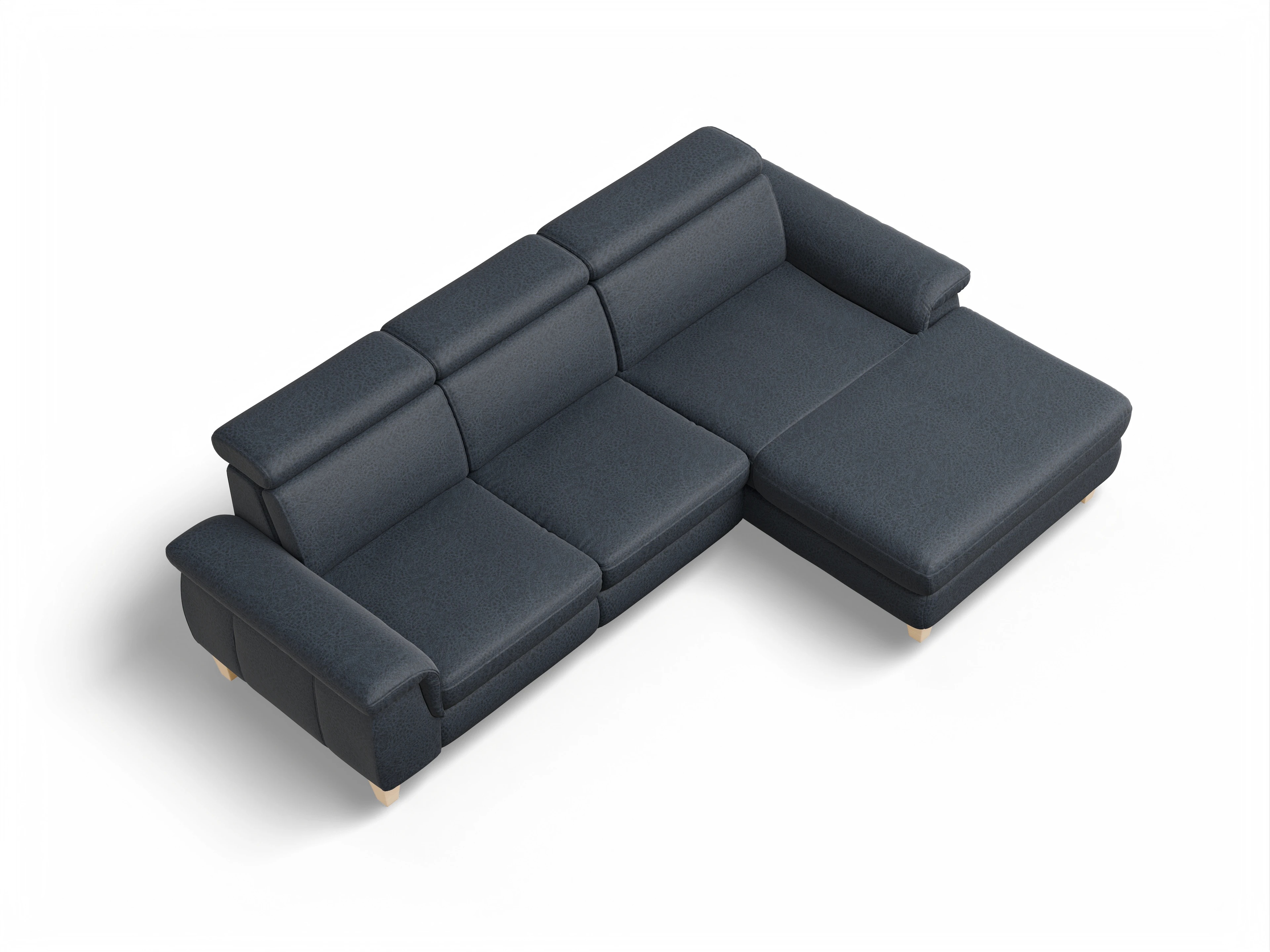 München LOgroß Medium R Ansicht des Produktes München Ecksofa rechts Abschluss offen in Stoff Blau