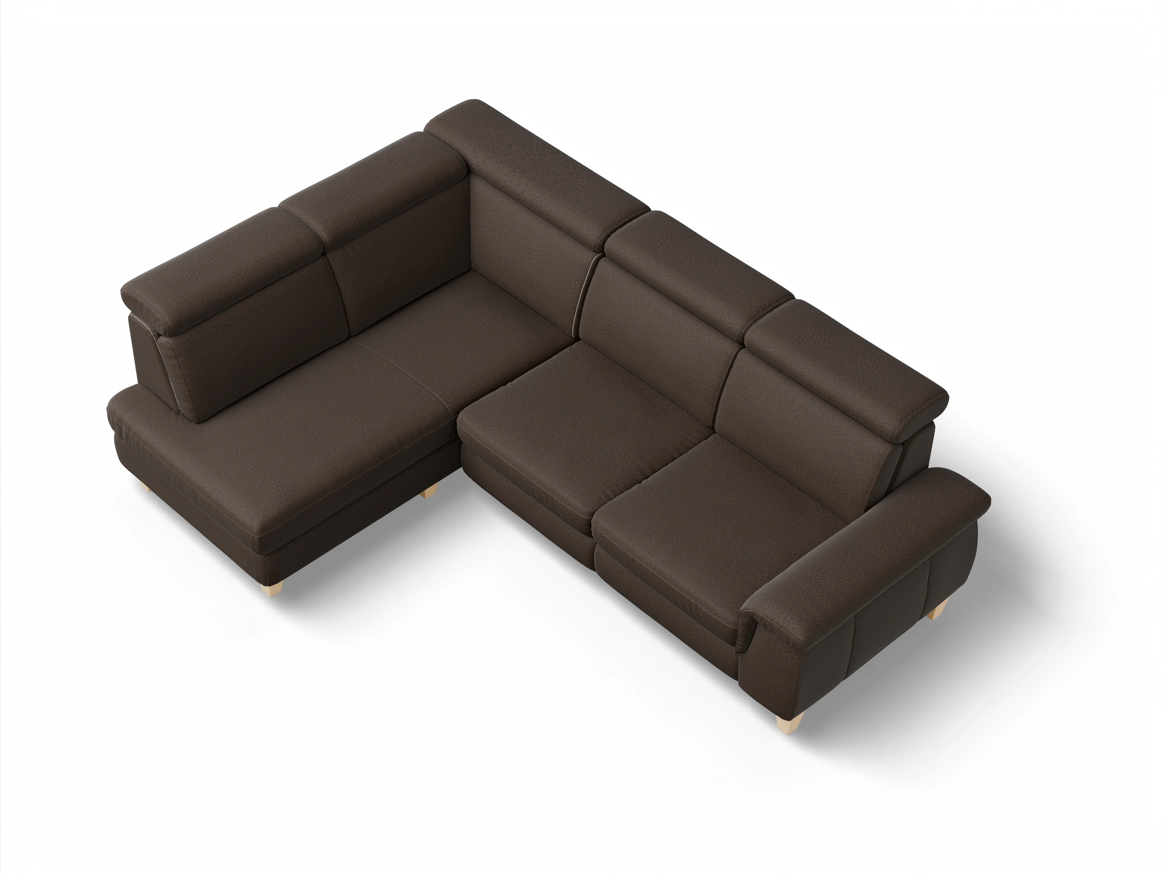 München KO Medium L Ansicht des Produktes München Ecksofa links Abschluss offen in Stoff Braun