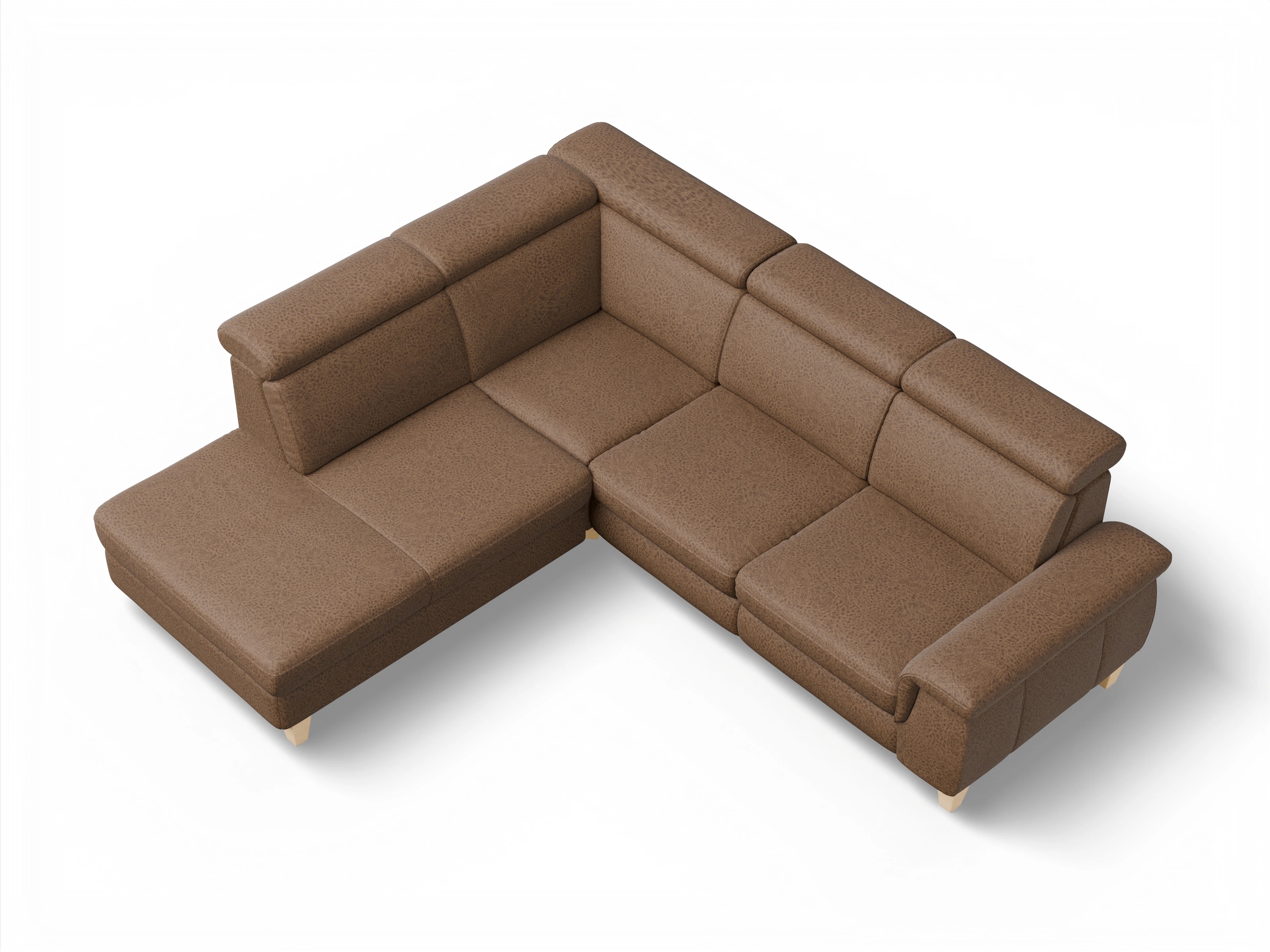 München 1AH WEkl Medium L Ansicht des Produktes München Ecksofa links mit Armlehne in Stoff Braun