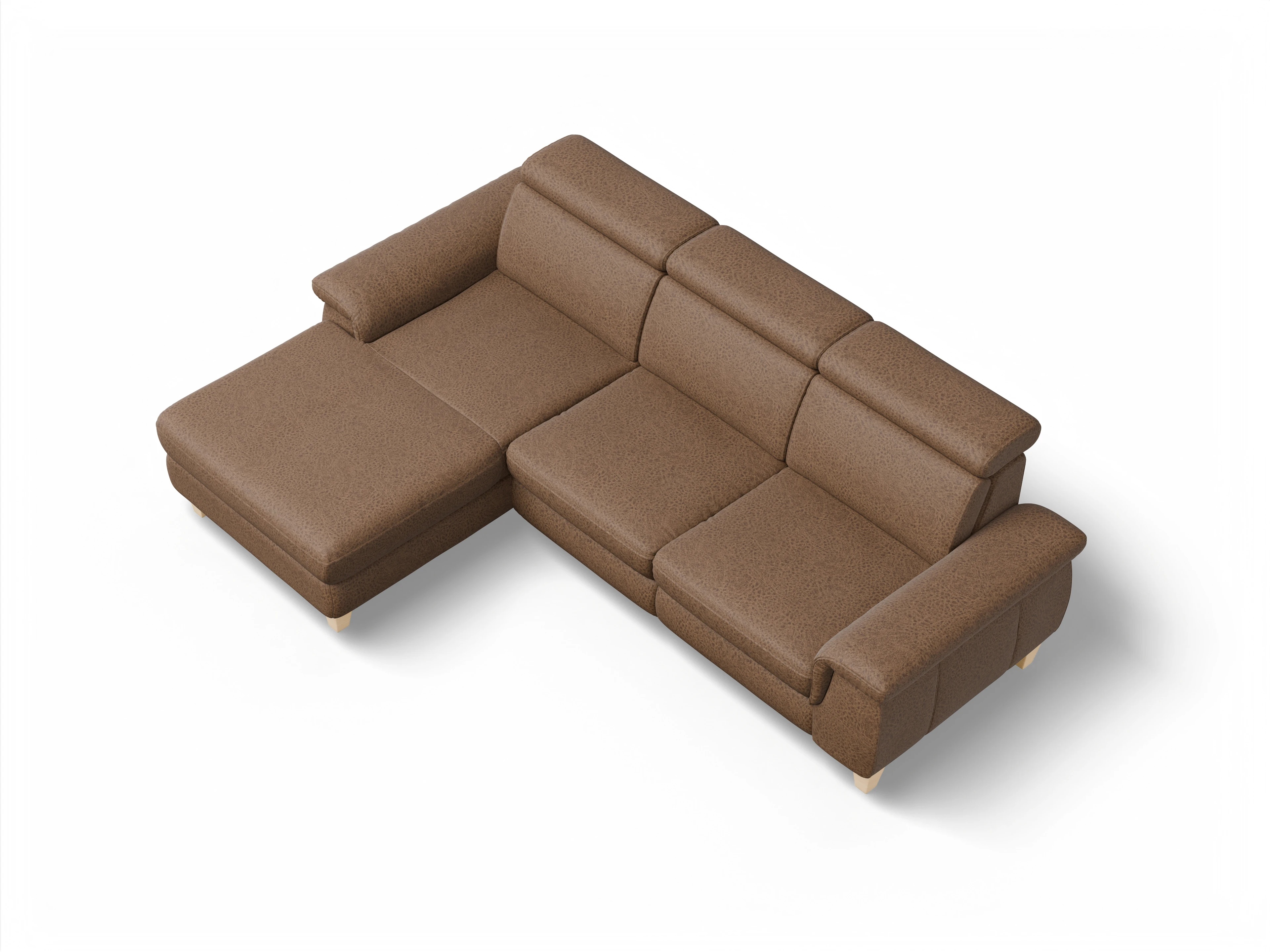 München LO Medium L Ansicht des Produktes München Ecksofa links Abschluss offen in Stoff Braun