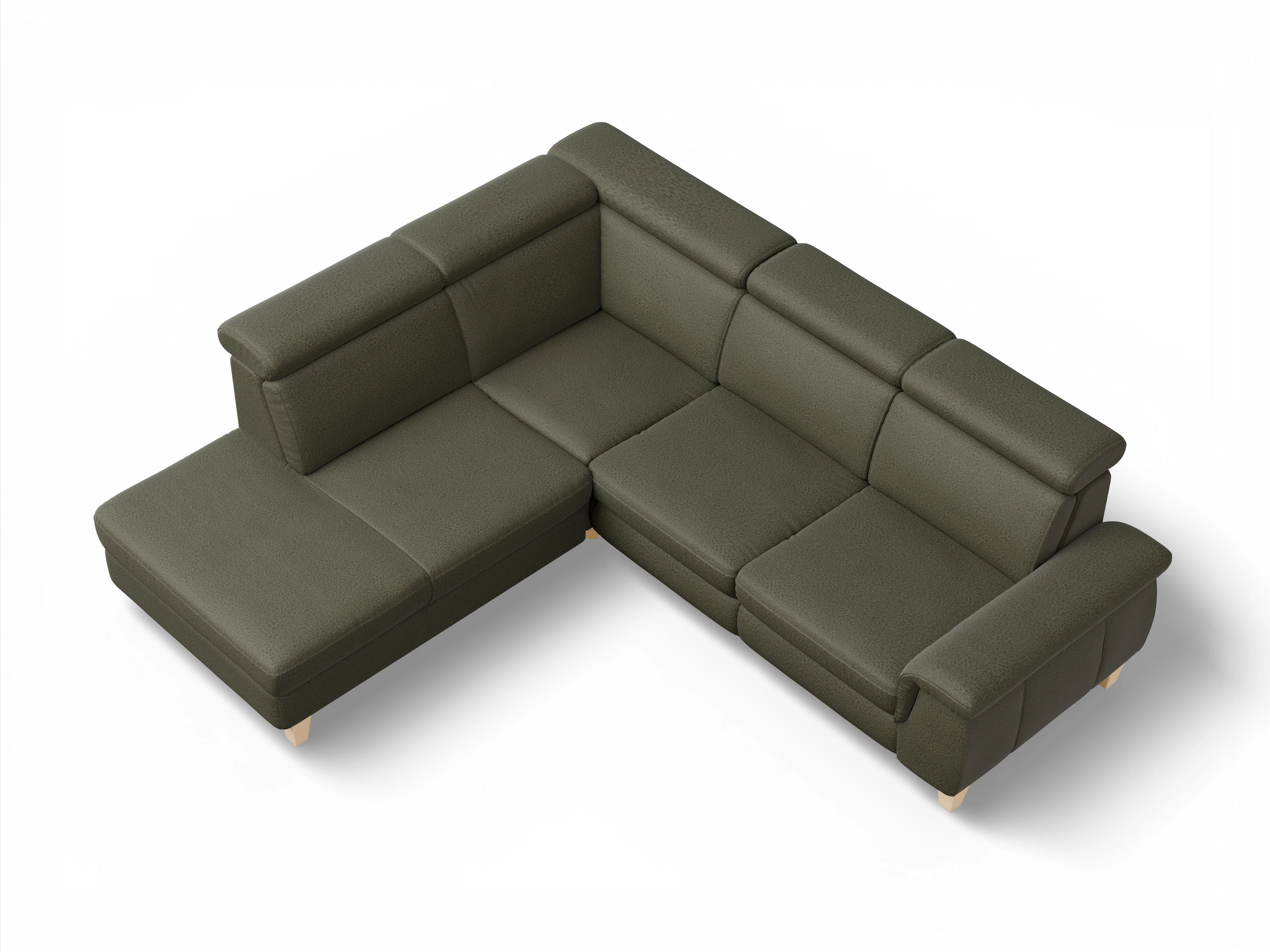 Ansicht des Produktes München Ecksofa links mit Armlehne in Stoff Grün