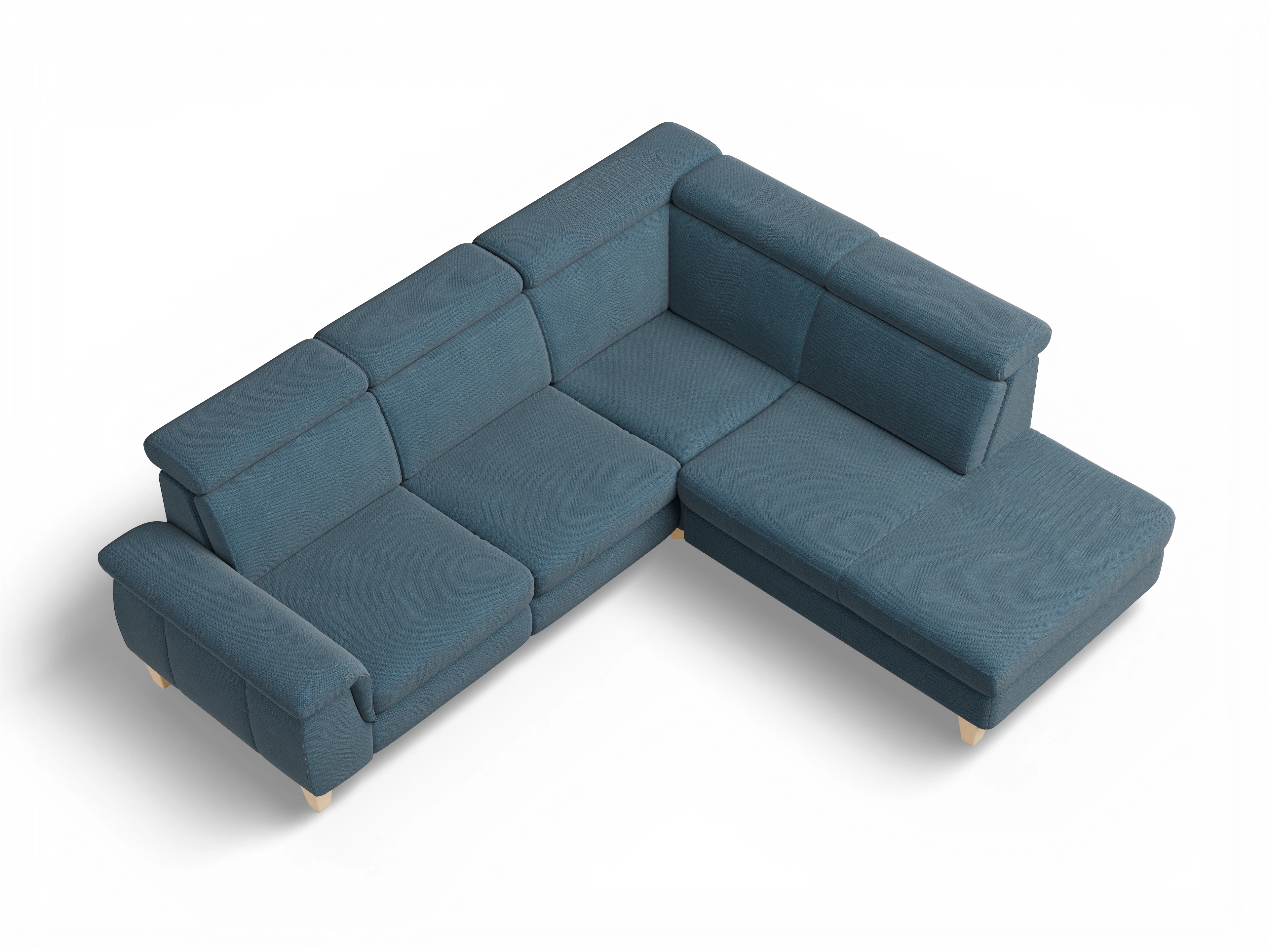 München 1AH WEkl Medium R Ansicht des Produktes München Ecksofa rechts Abschluss offen in Stoff Blau