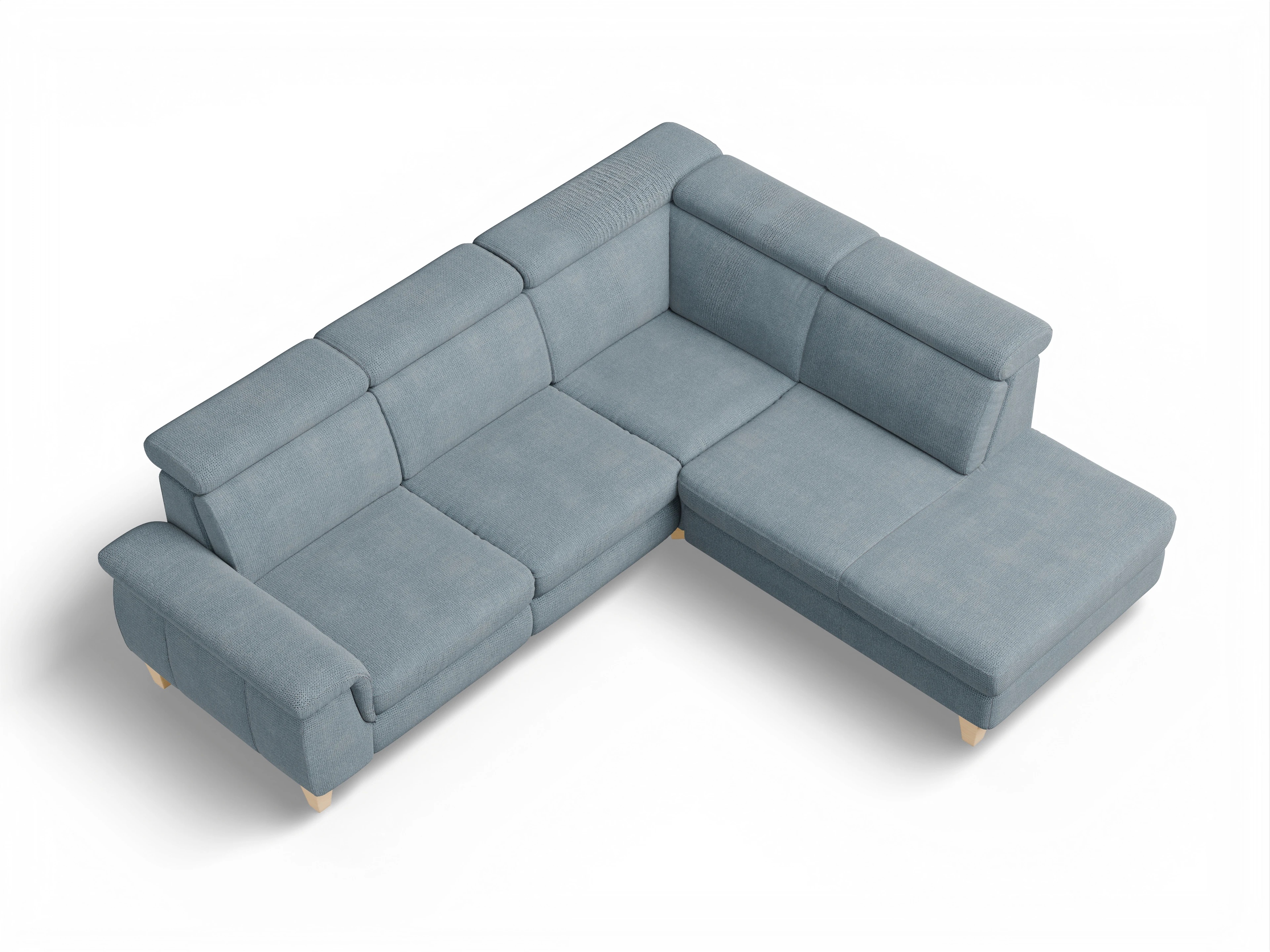 München 1AH WEkl Medium R Ansicht des Produktes München Ecksofa rechts Abschluss offen in Stoff Blau
