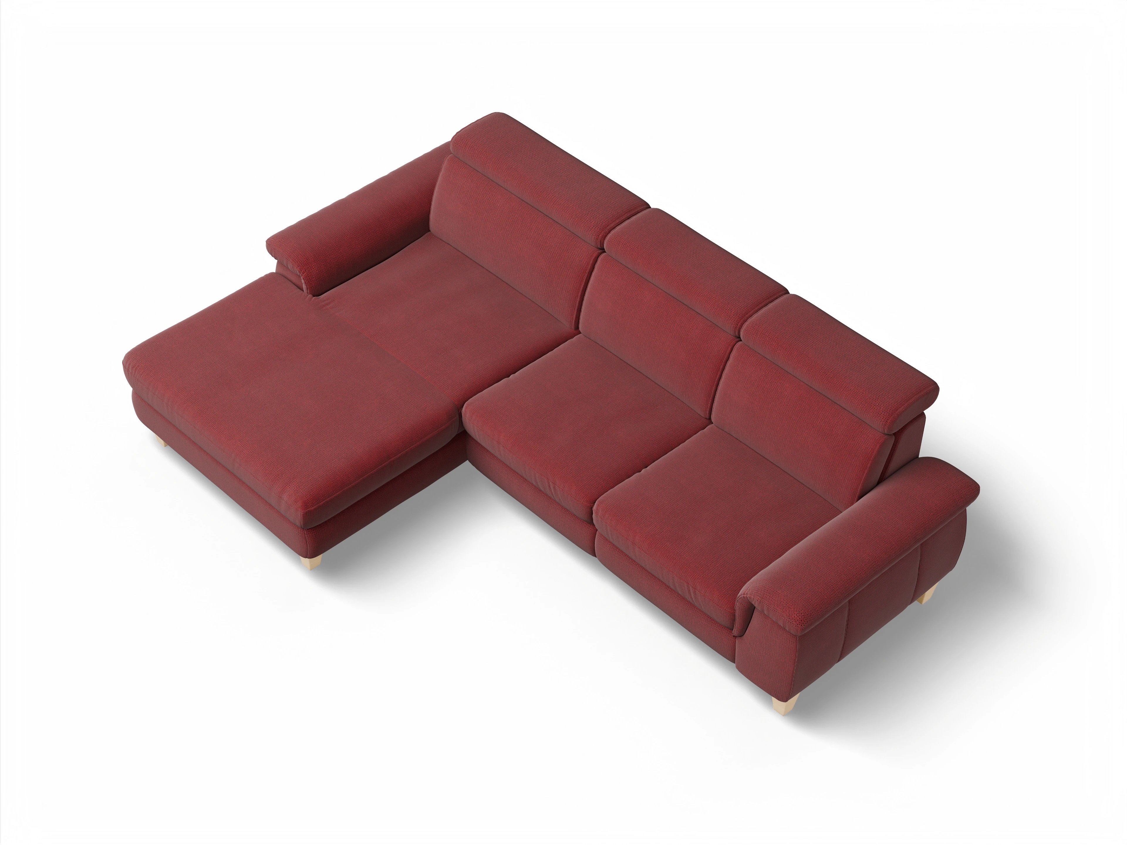 München LOgroß Medium L Ansicht des Produktes München Ecksofa links Abschluss offen in Stoff Rot