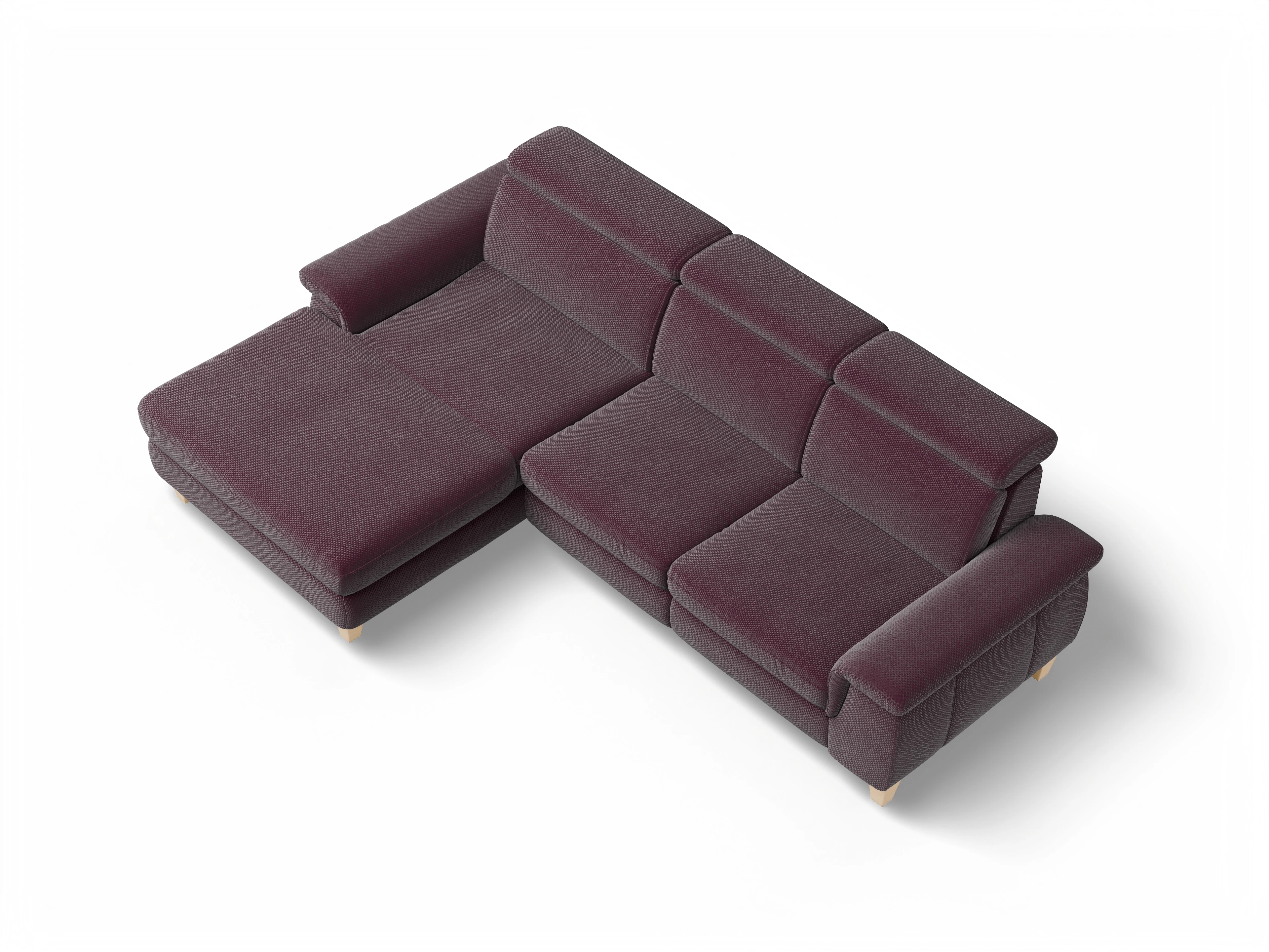 München LOgroß Medium L Ansicht des Produktes München Ecksofa links Abschluss offen in Stoff Rot