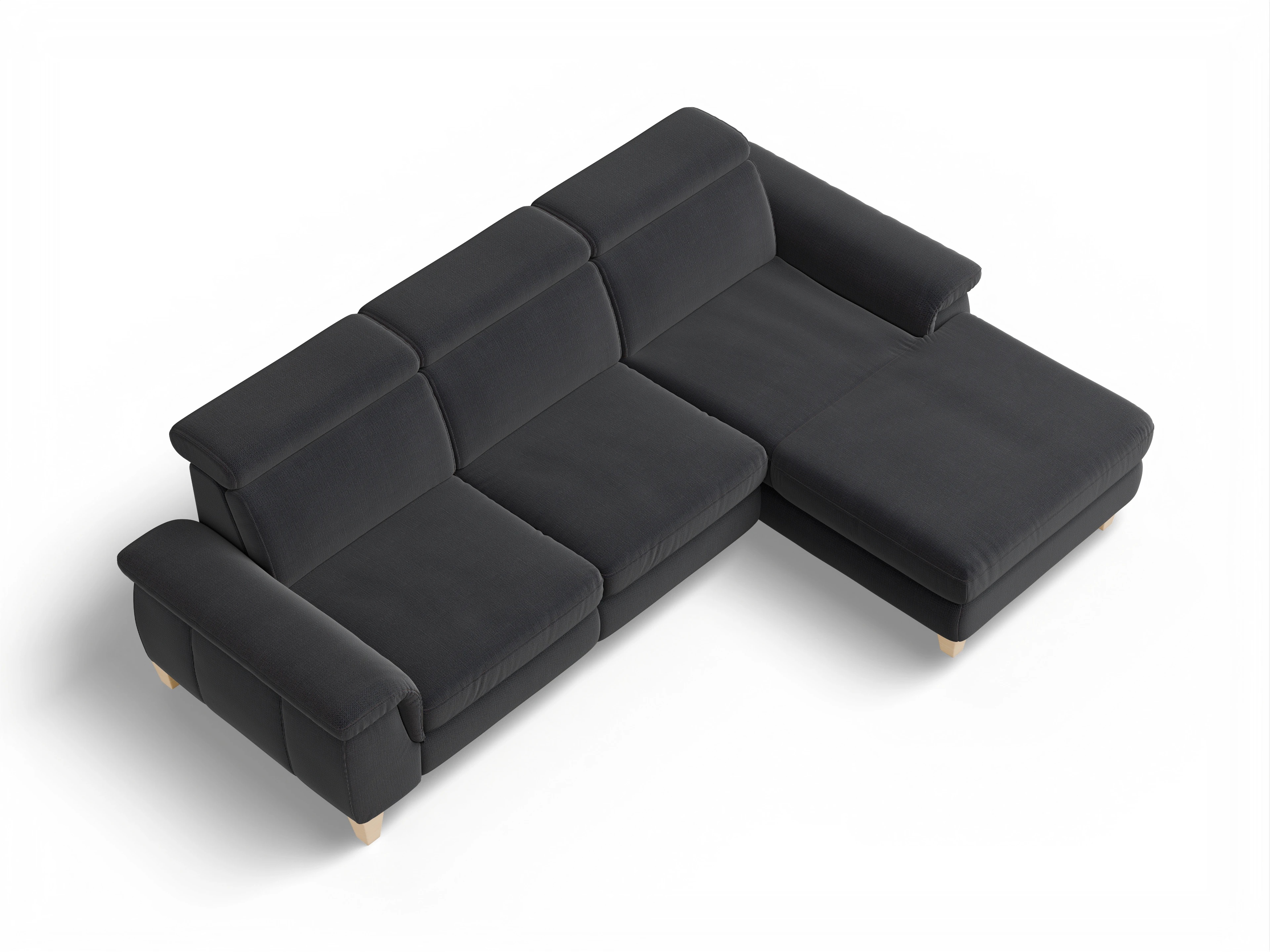 München LO Small R Ansicht des Produktes München Ecksofa rechts Abschluss offen in Stoff Blau
