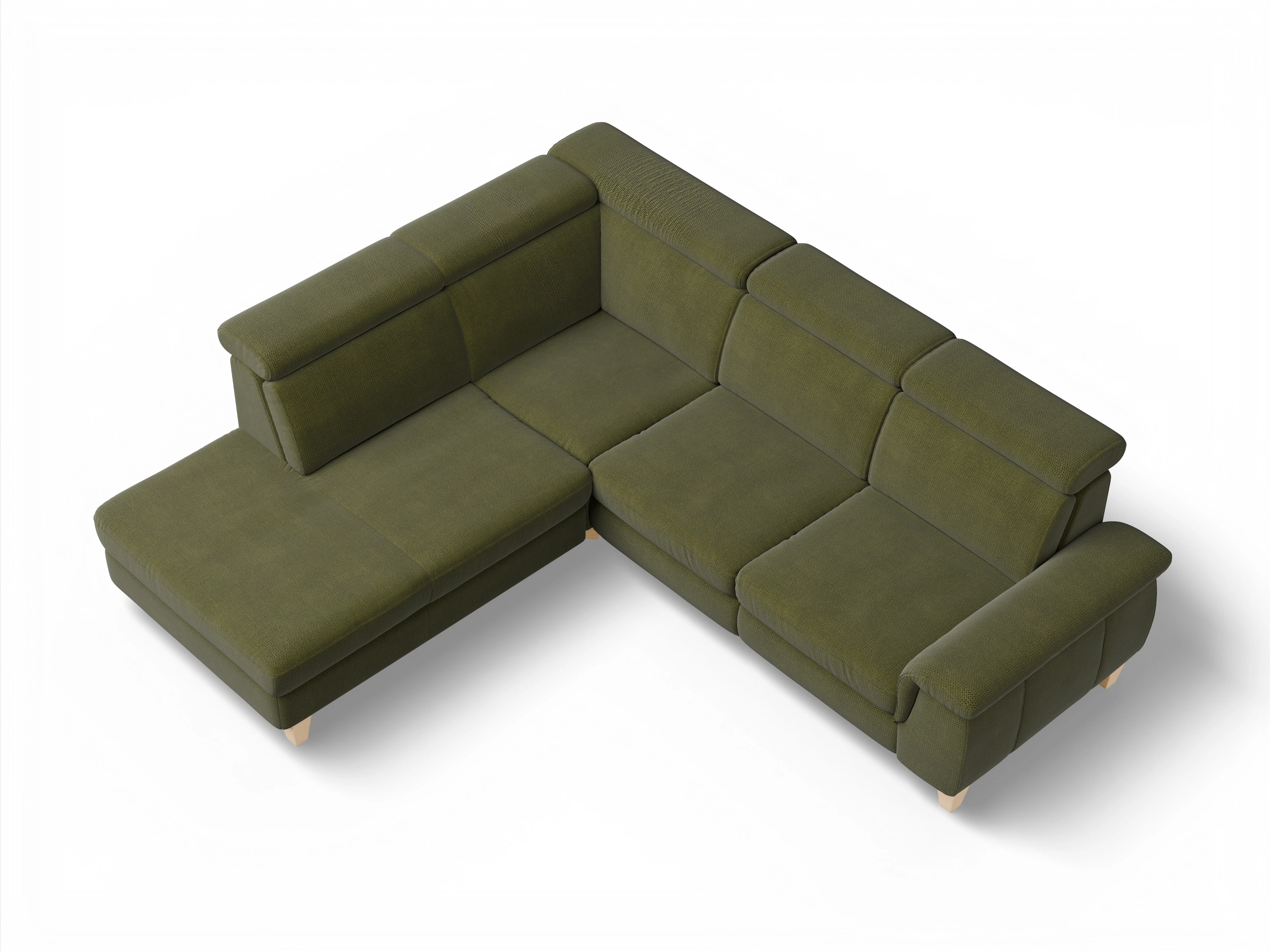 Ansicht des Produktes München Ecksofa links mit Armlehne in Stoff Grün