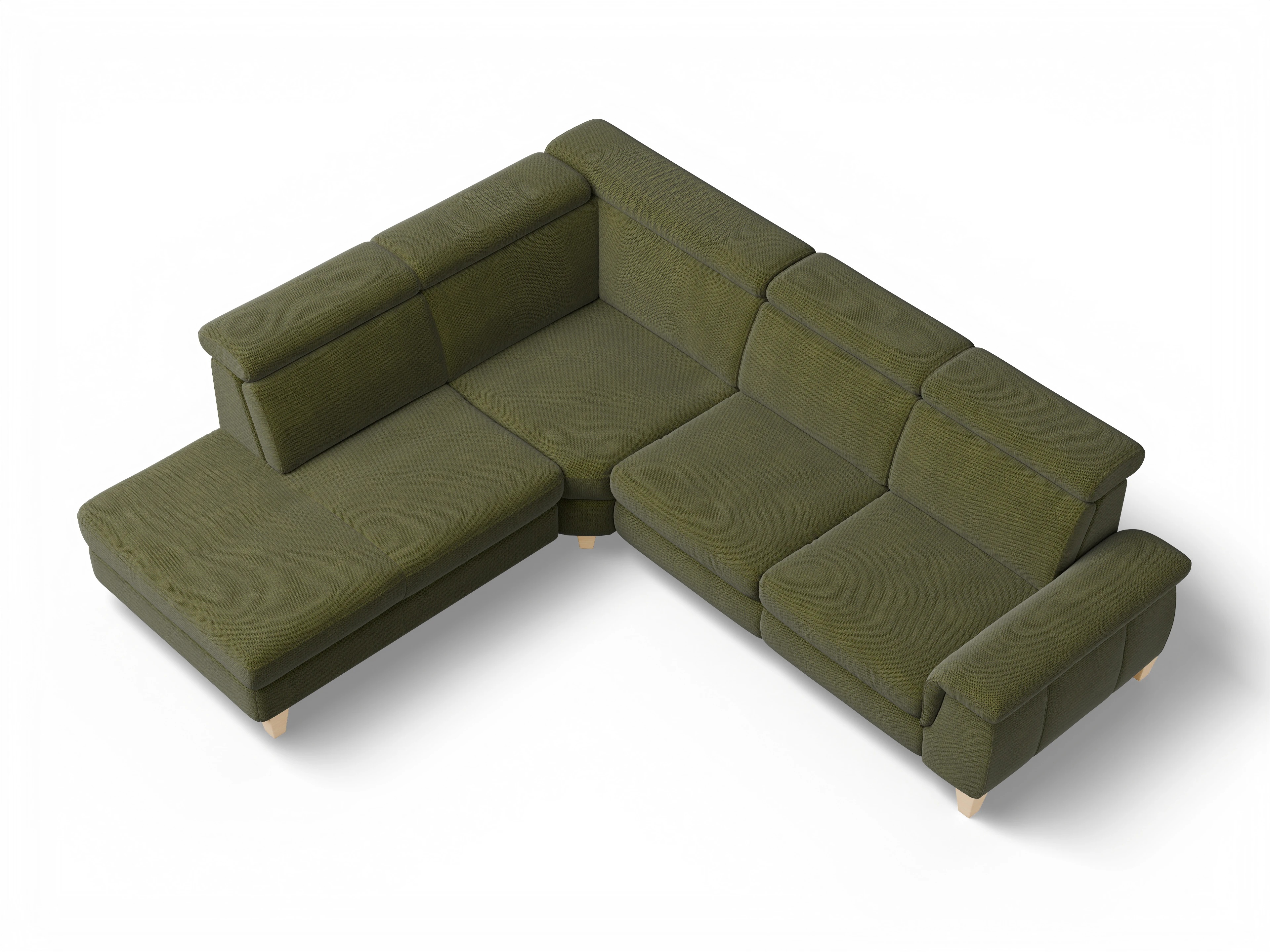 München 1Aho WE Small L Ansicht des Produktes München Ecksofa links Abschluss offen in Stoff Grün