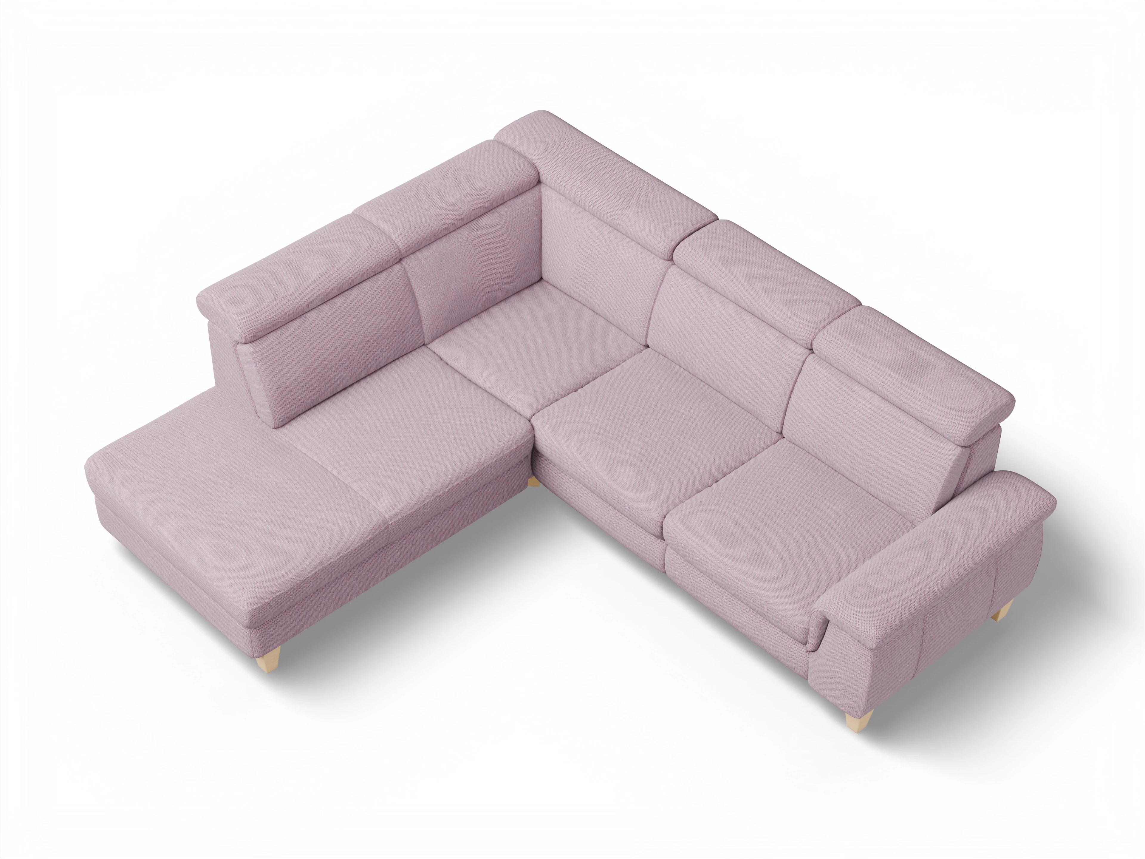 Ansicht des Produktes München Ecksofa links mit Armlehne in Stoff Rosa