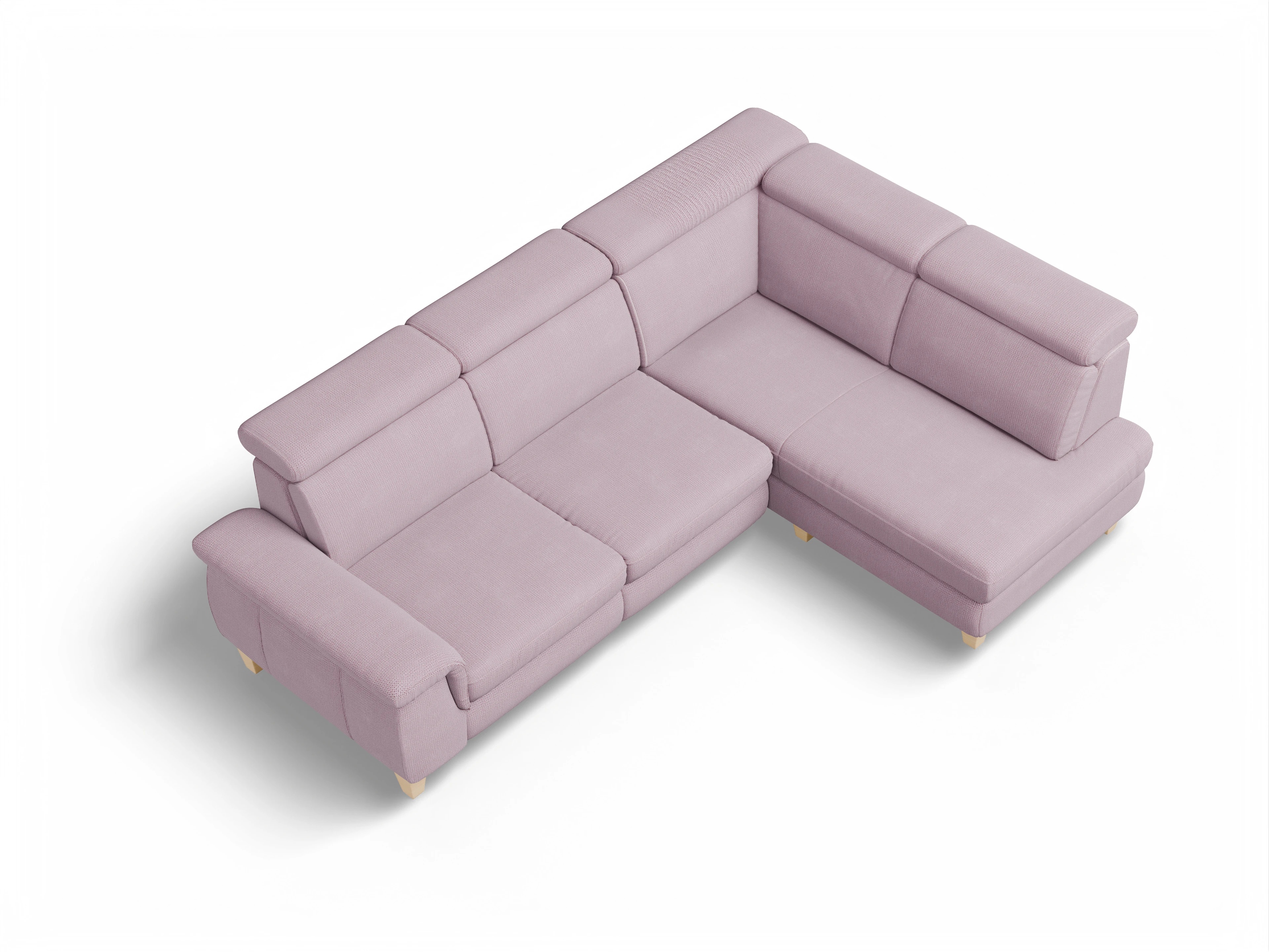 München KO Medium R Ansicht des Produktes München Ecksofa rechts Abschluss offen in Stoff Rosa