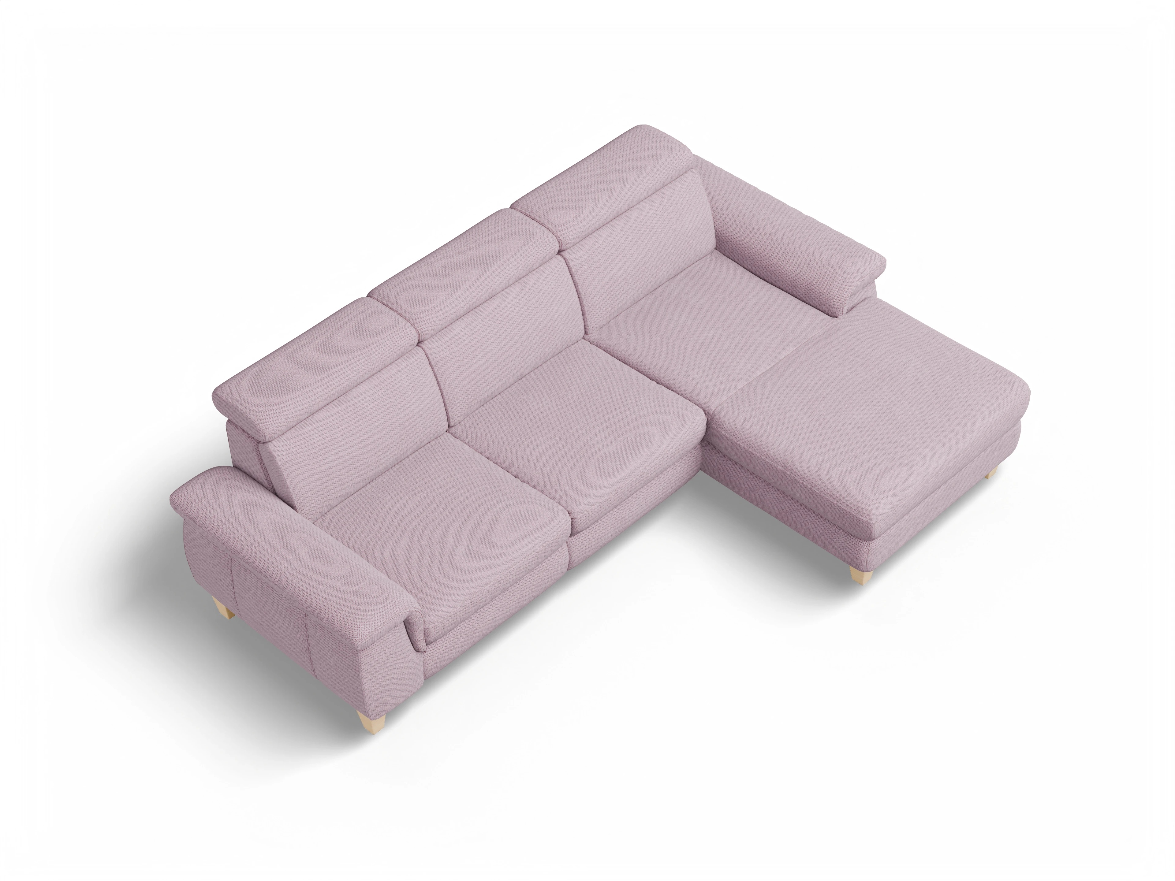 München LO Medium R Ansicht des Produktes München Ecksofa rechts Abschluss offen in Stoff Rosa
