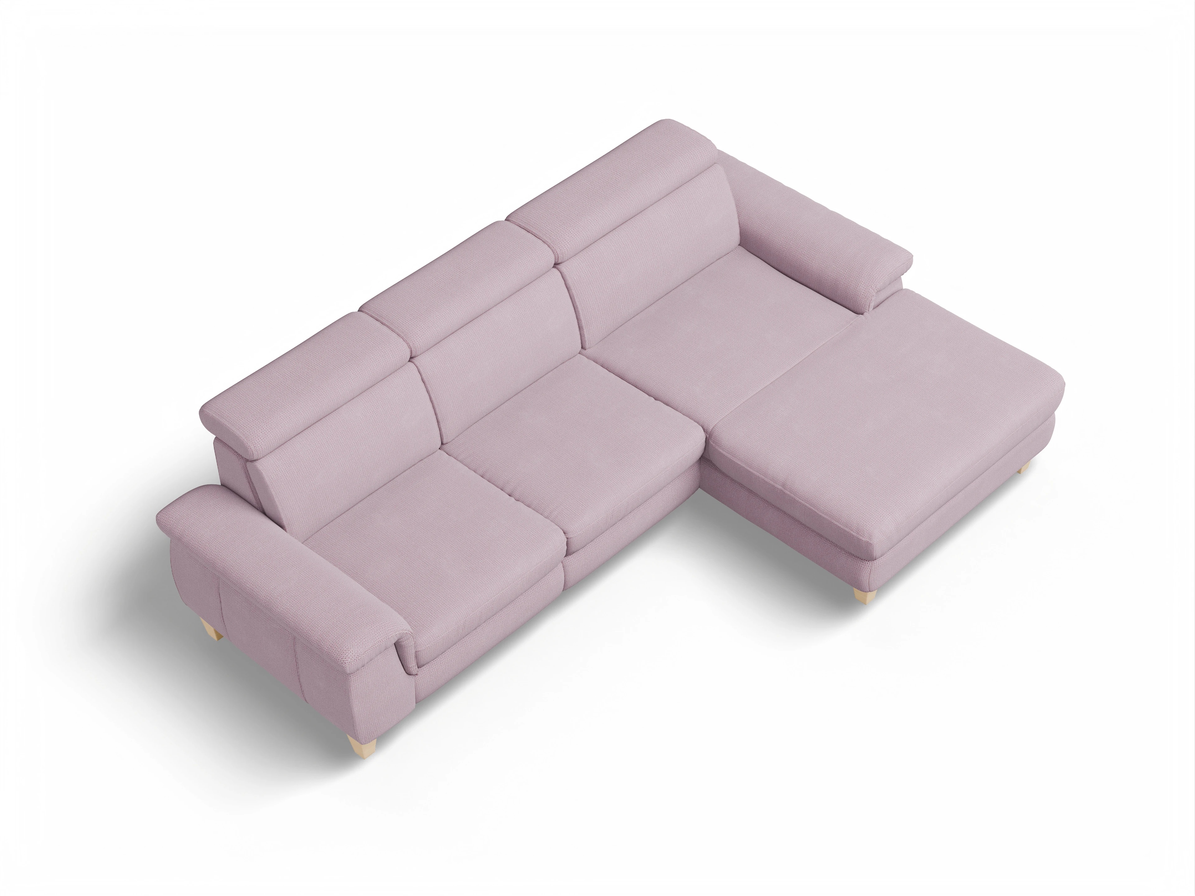 Ansicht des Produktes München Ecksofa rechts Abschluss offen in Stoff Rosa