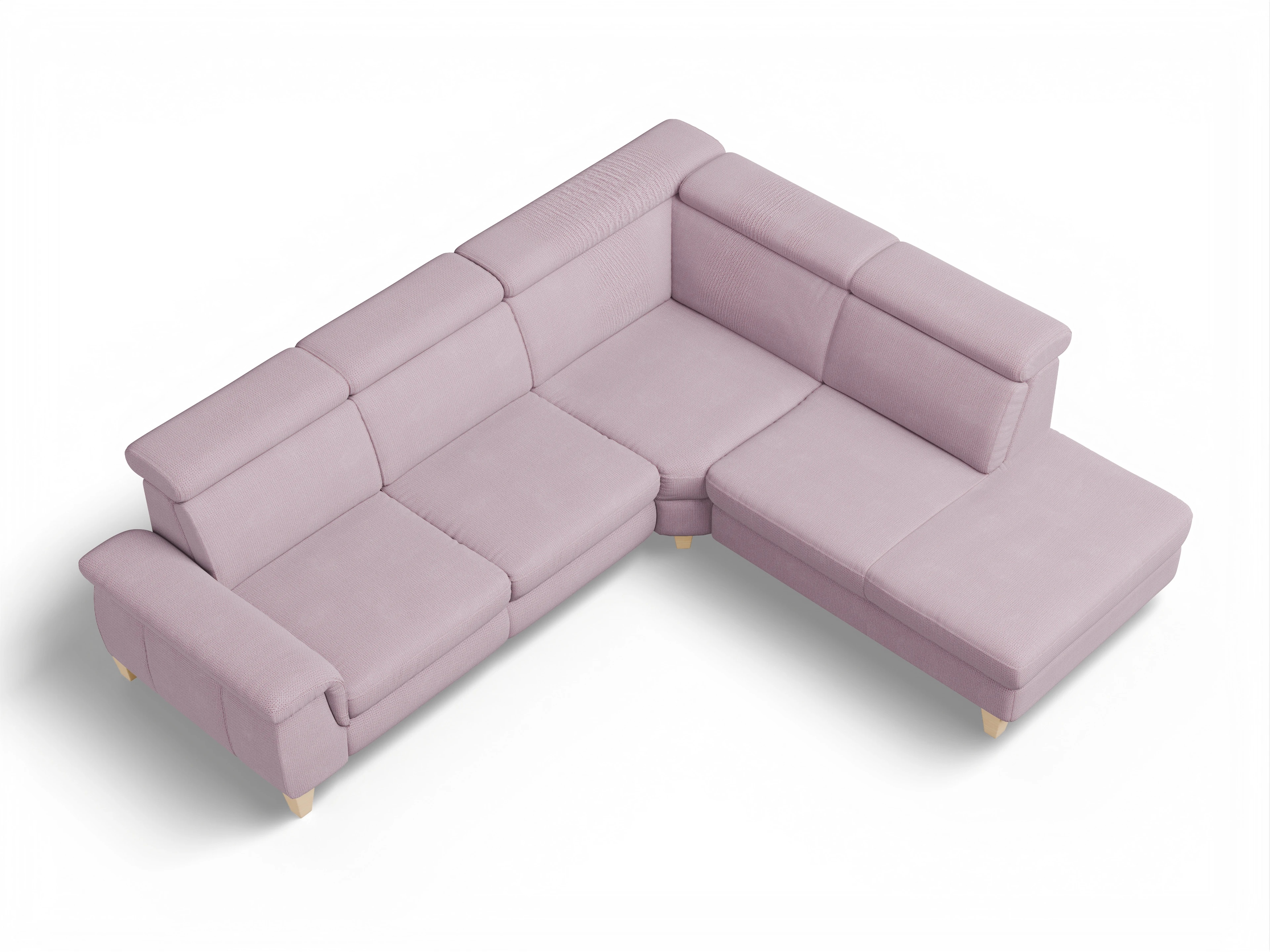 Ansicht des Produktes München Ecksofa rechts Abschluss offen in Stoff Rosa