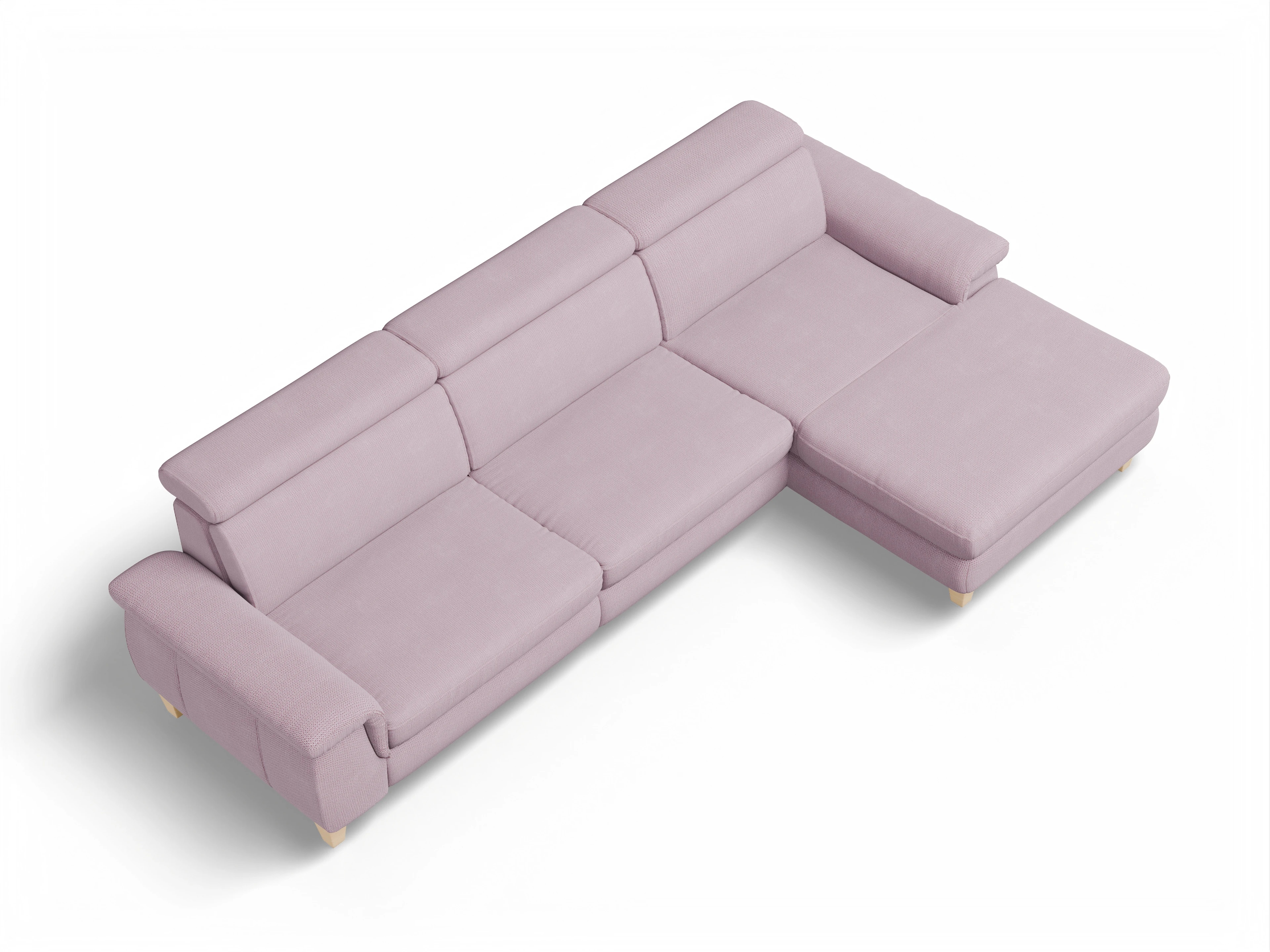 Ansicht des Produktes München Ecksofa rechts Abschluss offen in Stoff Rosa
