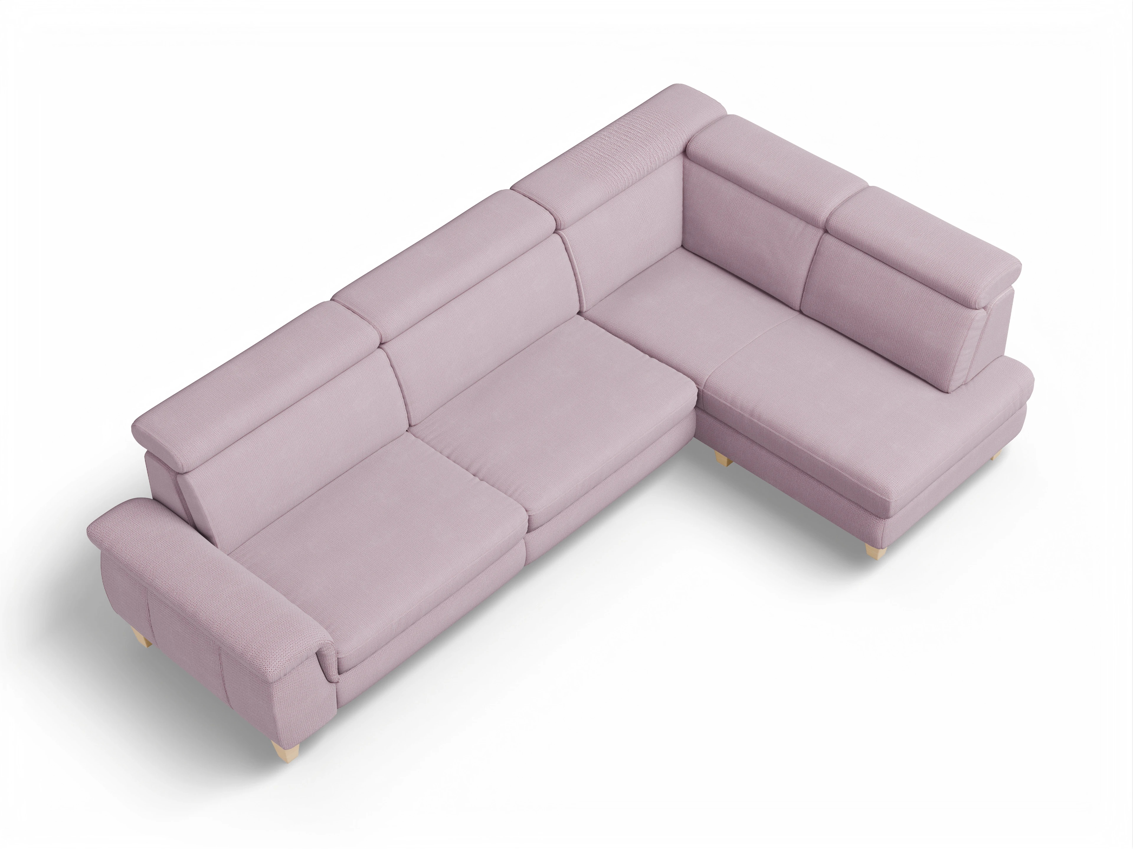 Ansicht des Produktes München Ecksofa rechts Abschluss offen in Stoff Rosa