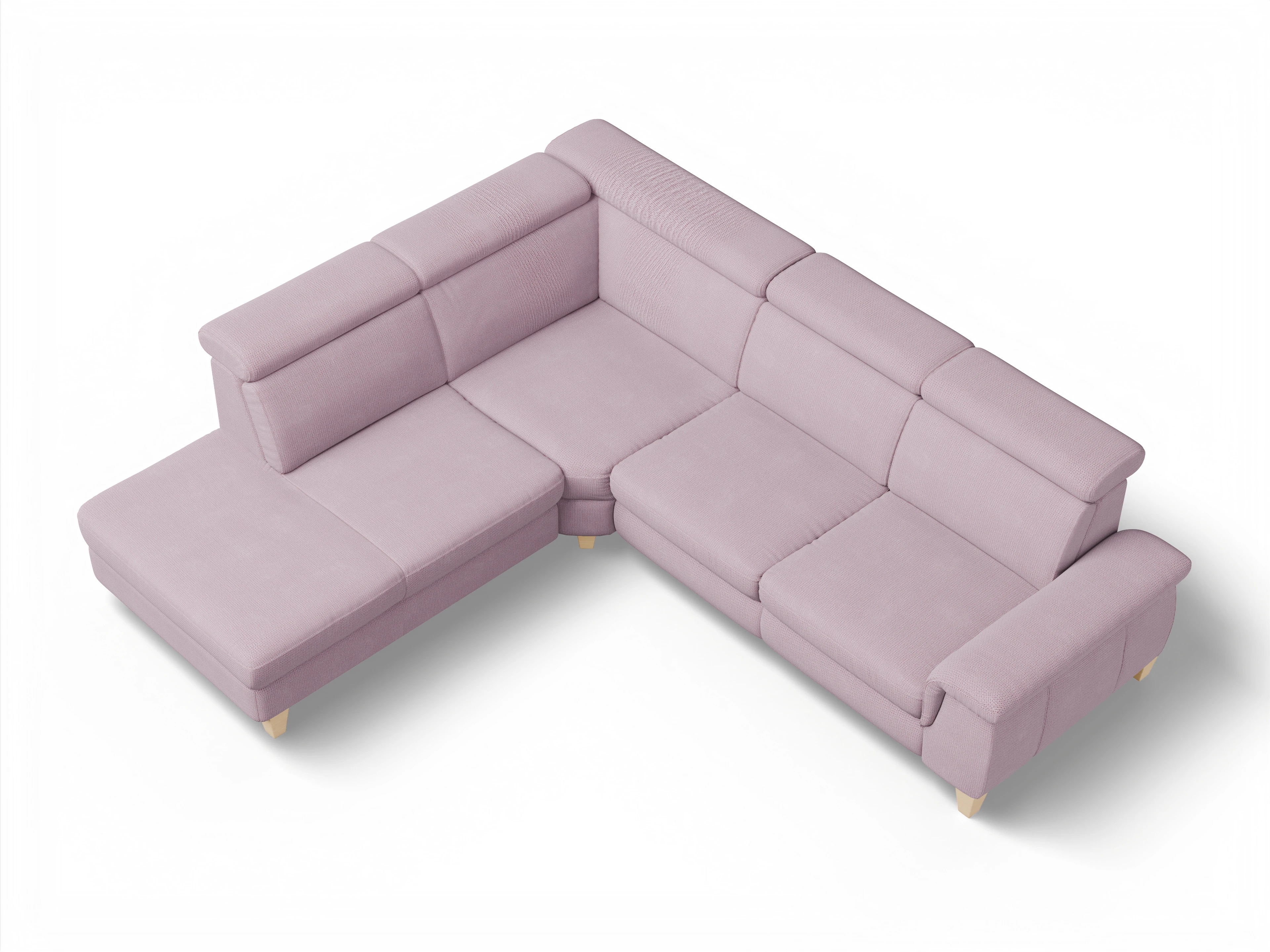 München 1Aho WE Small L Ansicht des Produktes München Ecksofa links Abschluss offen in Stoff Rosa