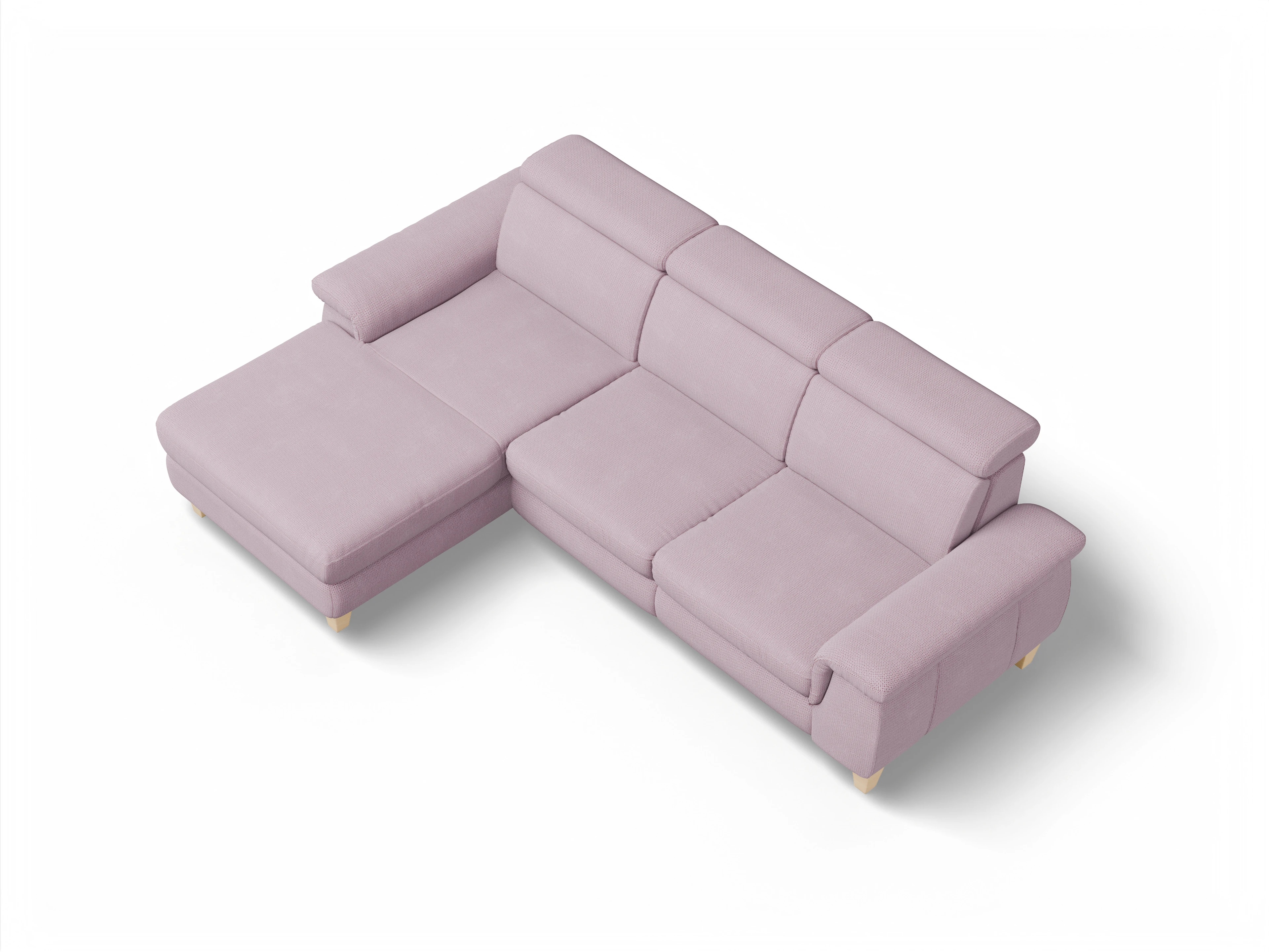 Ansicht des Produktes München Ecksofa links Abschluss offen in Stoff Rosa