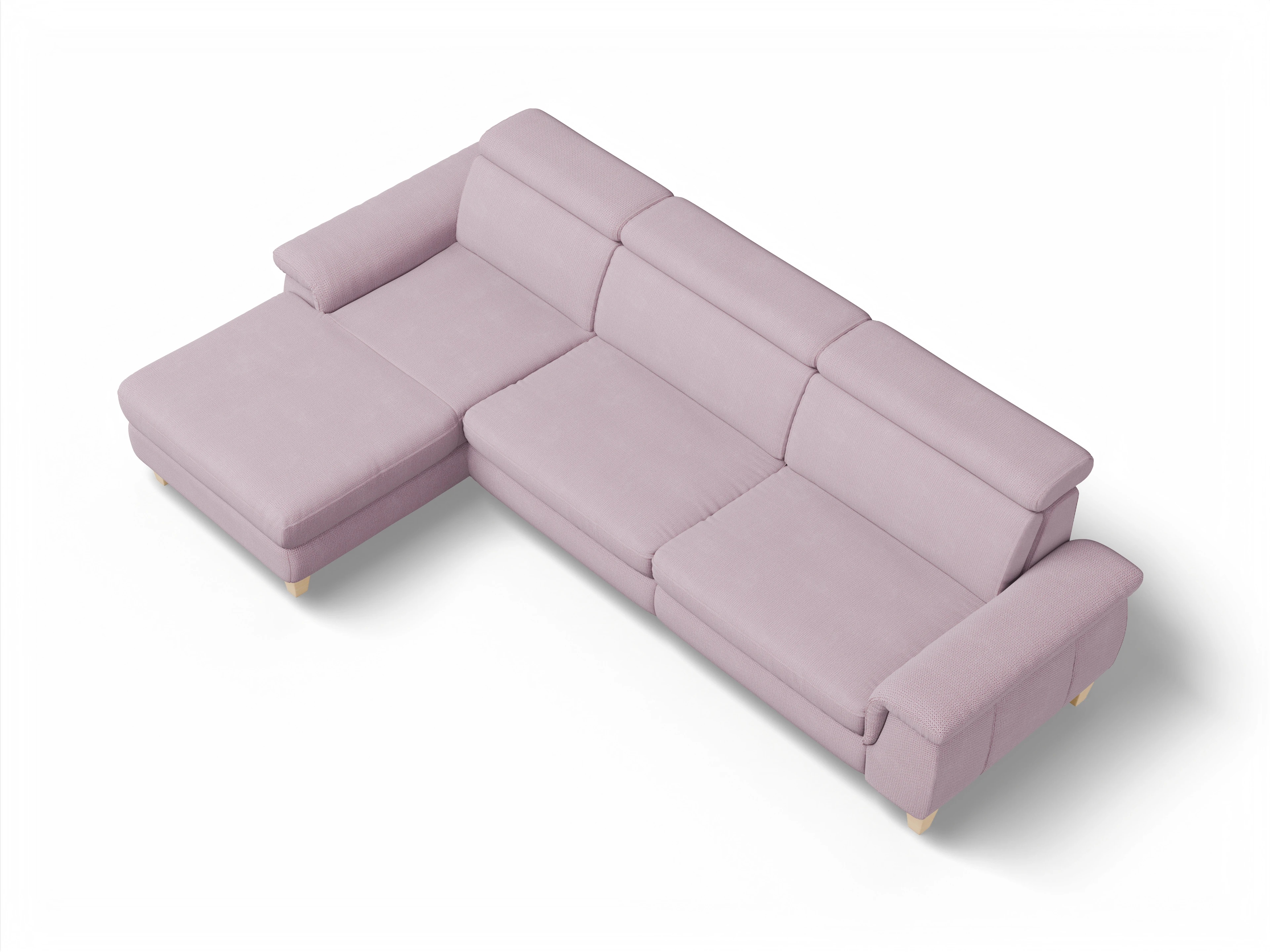 Ansicht des Produktes München Ecksofa links Abschluss offen in Stoff Rosa