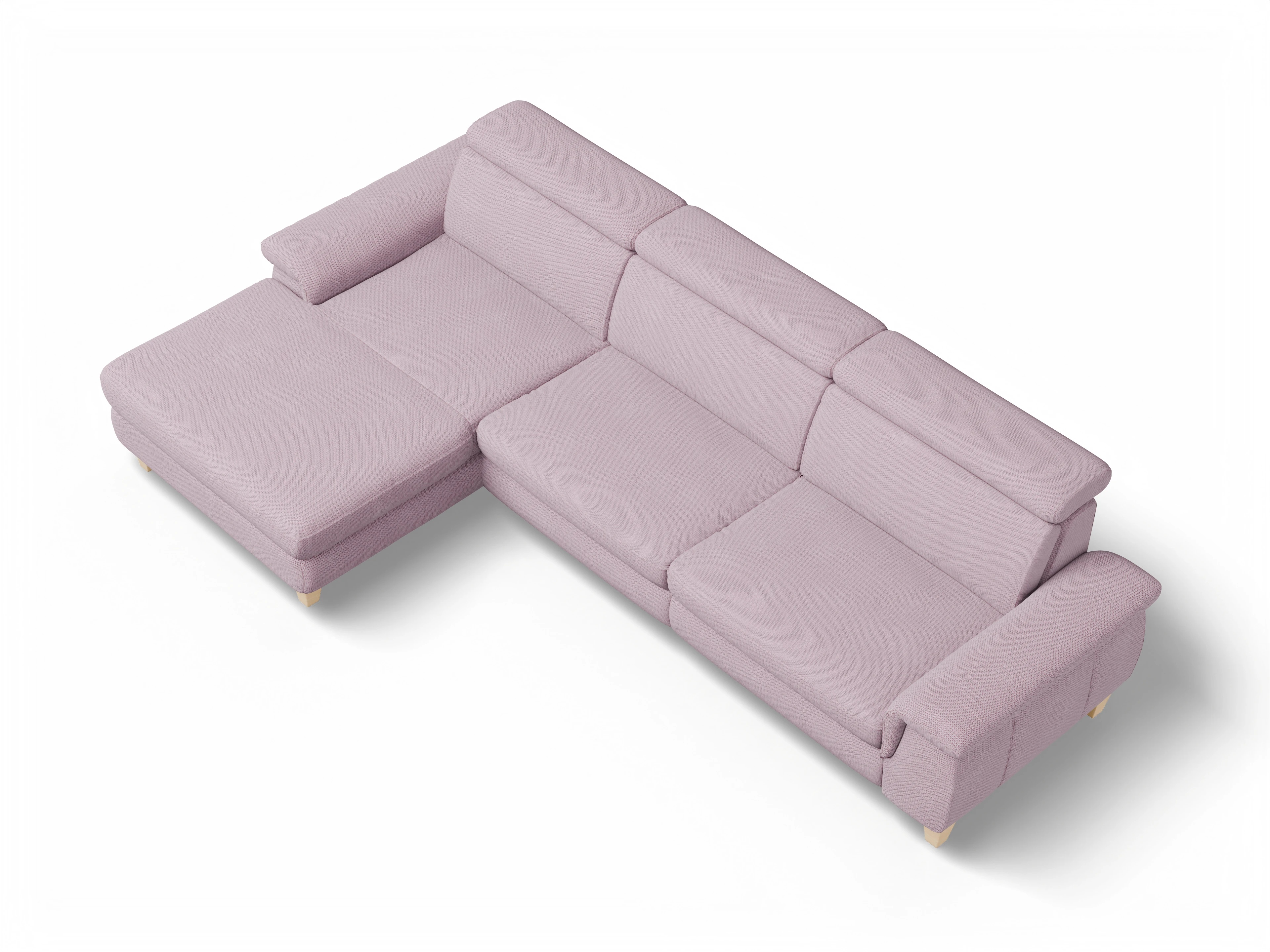 München LOgroß Large L Ansicht des Produktes München Ecksofa links Abschluss offen in Stoff Rosa