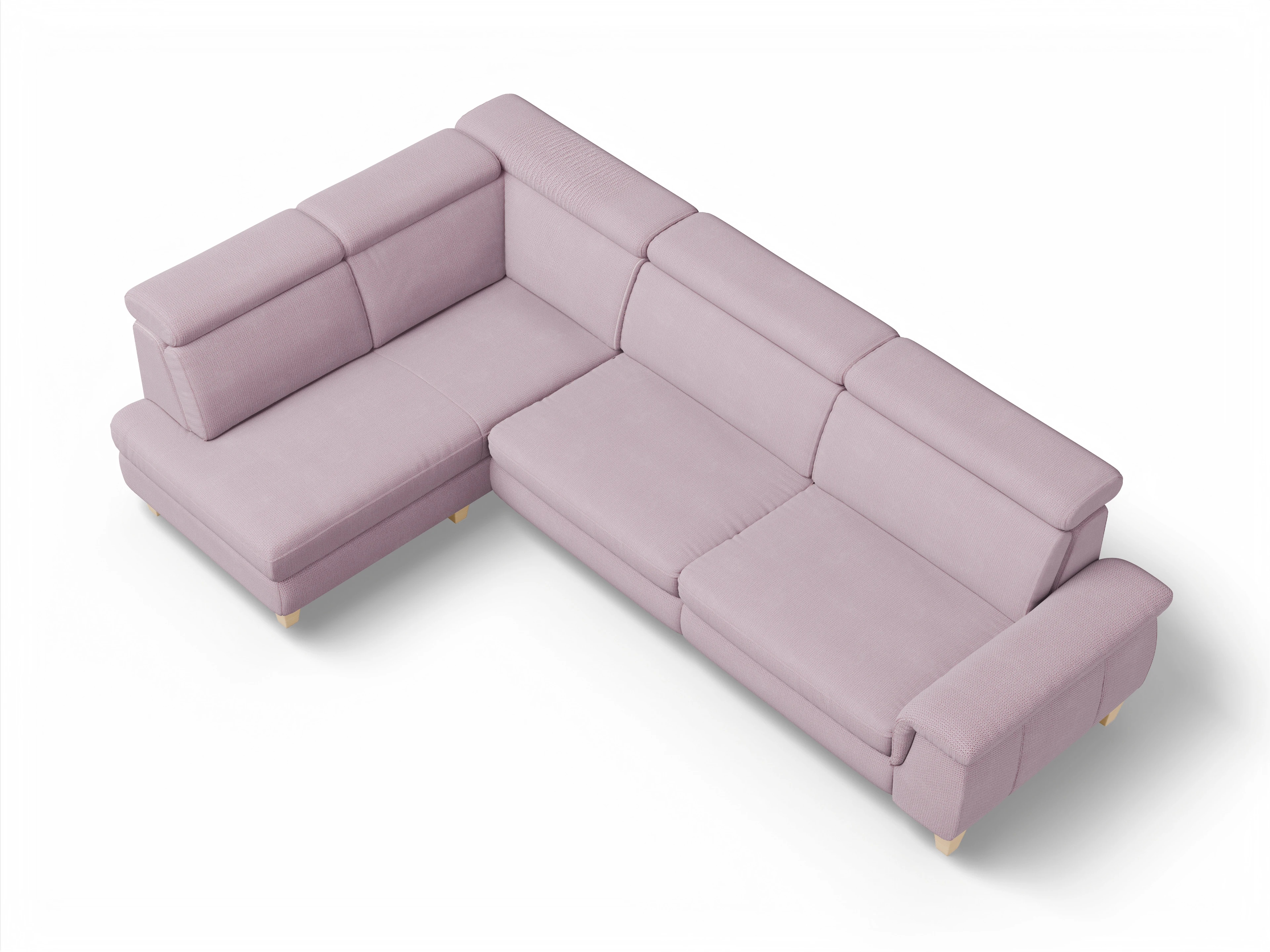 München KO Large L Ansicht des Produktes München Ecksofa links Abschluss offen in Stoff Rosa