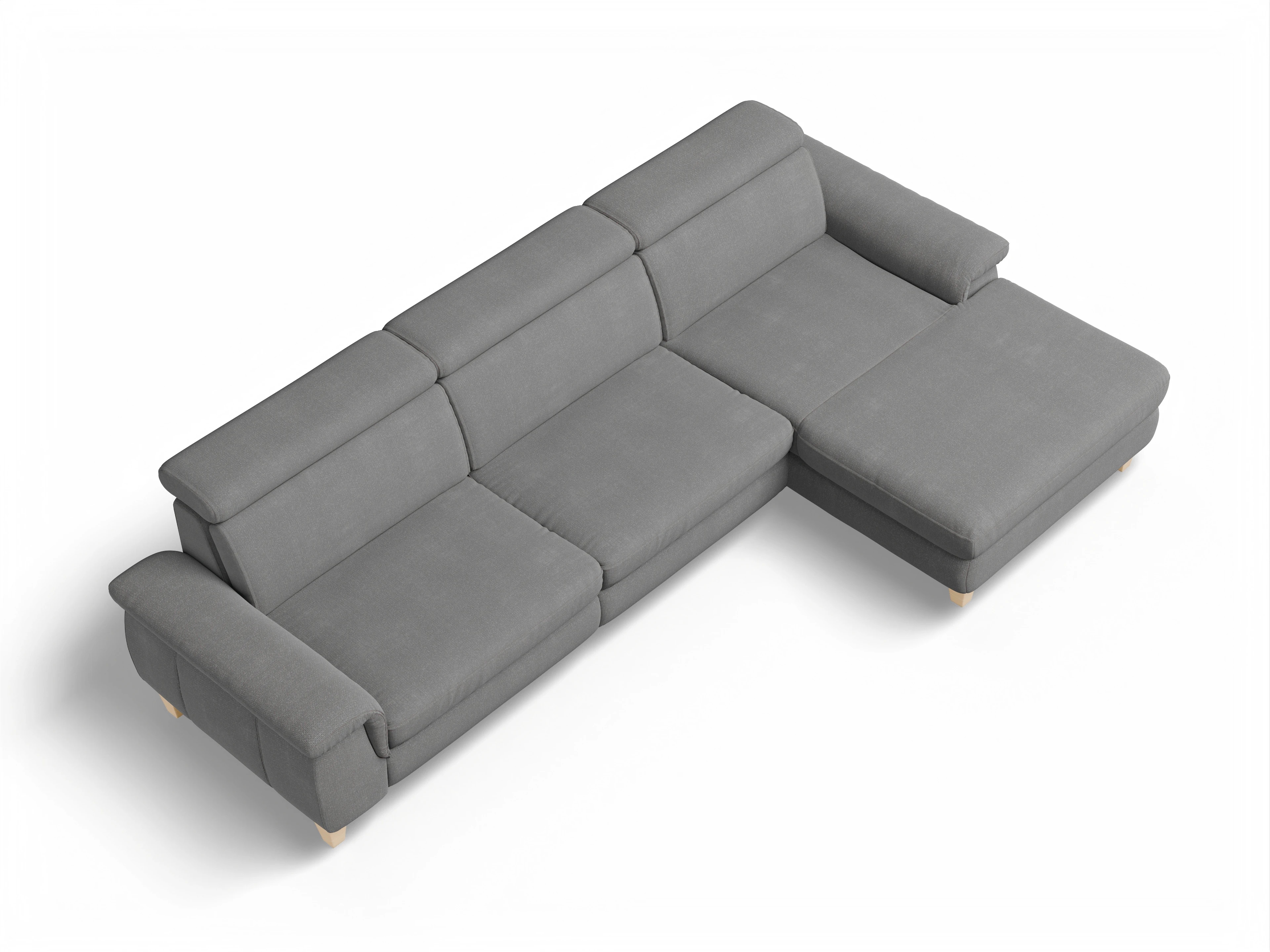 Ansicht des Produktes München Ecksofa rechts Abschluss offen in Stoff Grau