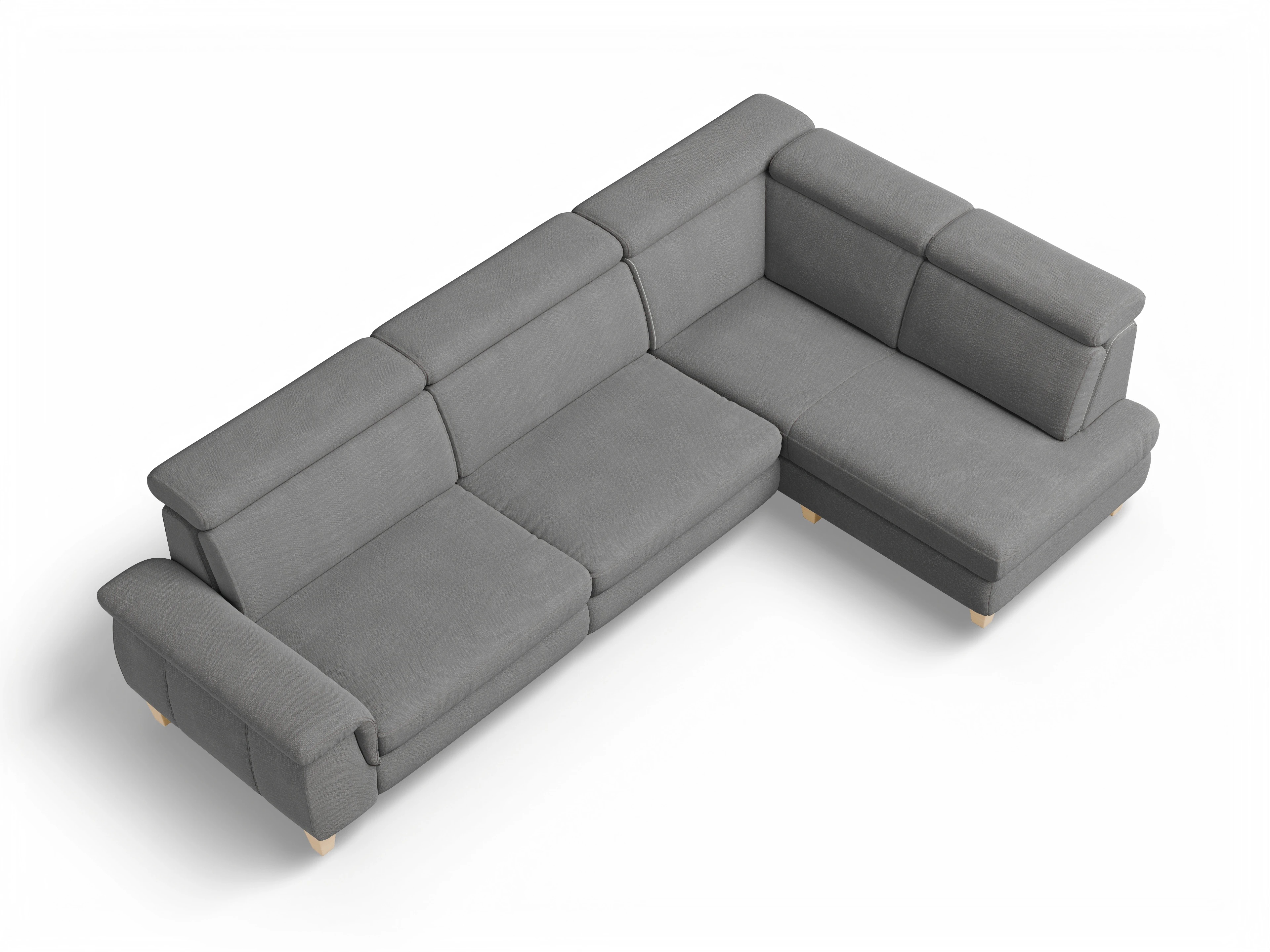 Ansicht des Produktes München Ecksofa rechts Abschluss offen in Stoff Grau