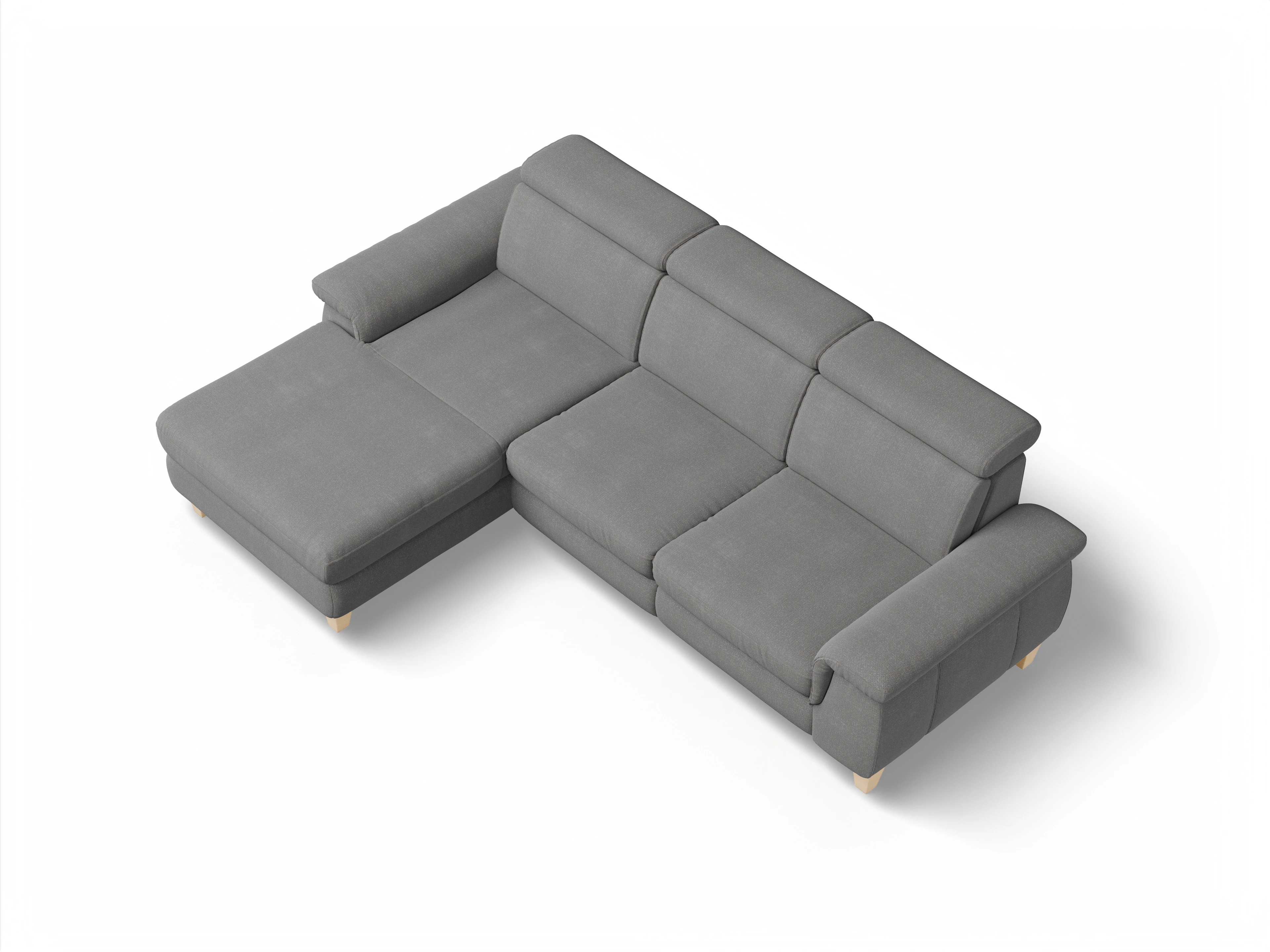 Ansicht des Produktes München Ecksofa links Abschluss offen in Stoff Grau