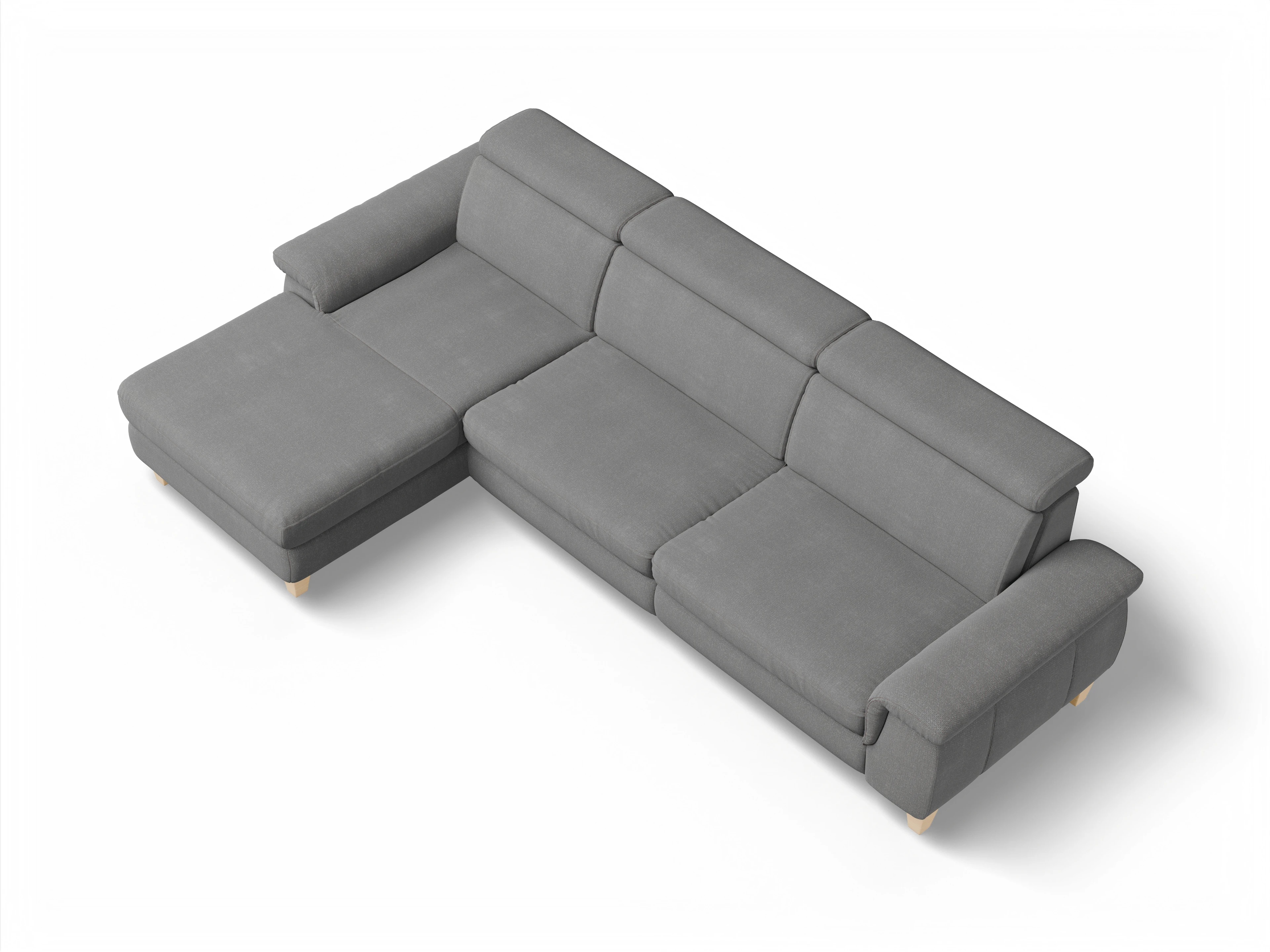 Ansicht des Produktes München Ecksofa links Abschluss offen in Stoff Grau